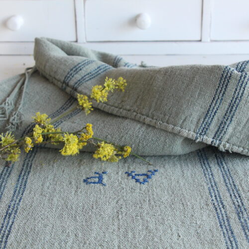 antique linen grainsack, rustical, pillow fabric, durable, Wabi Sabi, tablerunner, L835