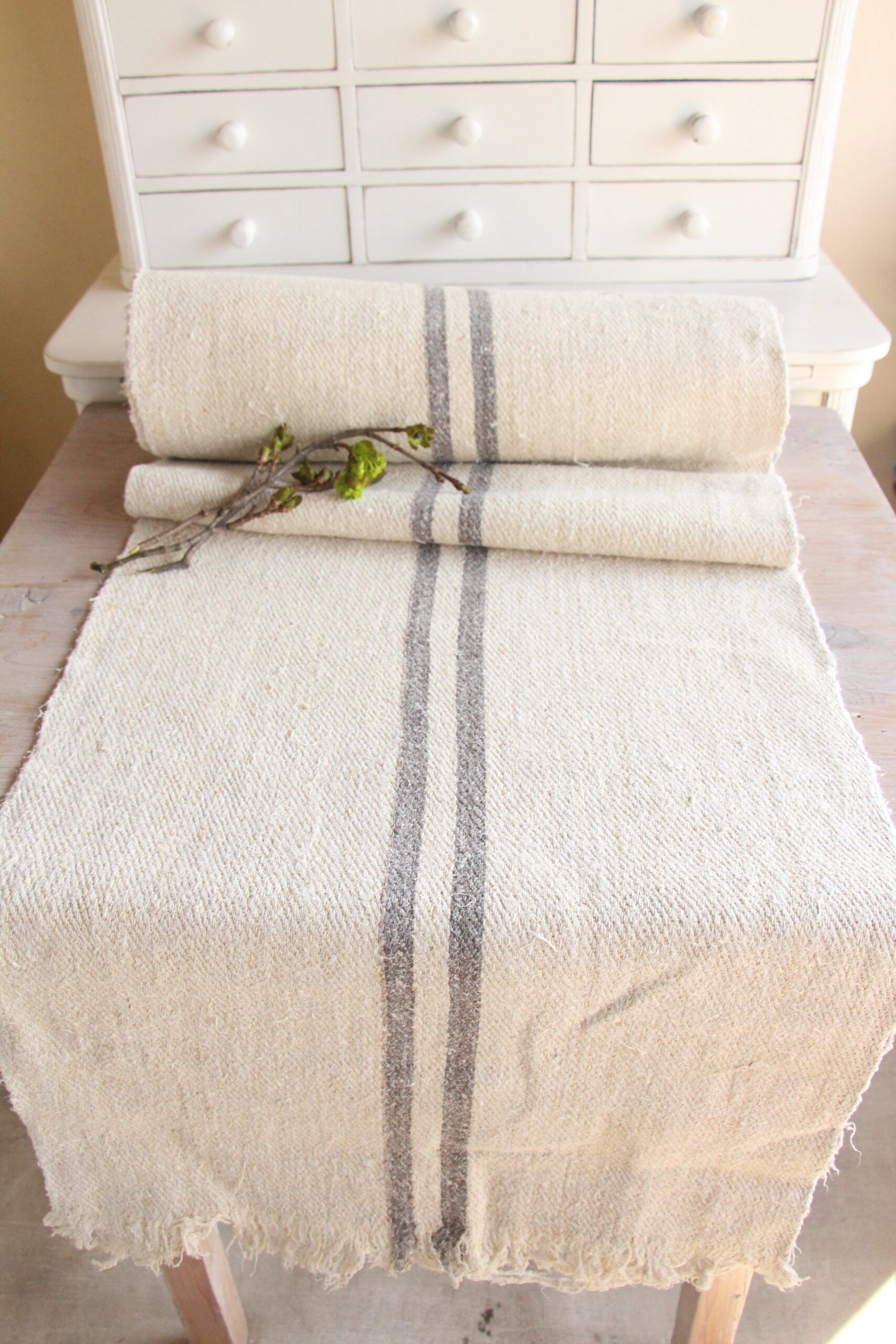 antique linen fabric, 10.50y, upholstery fabric, faded stripes, durabel, Z 180 - Image 11