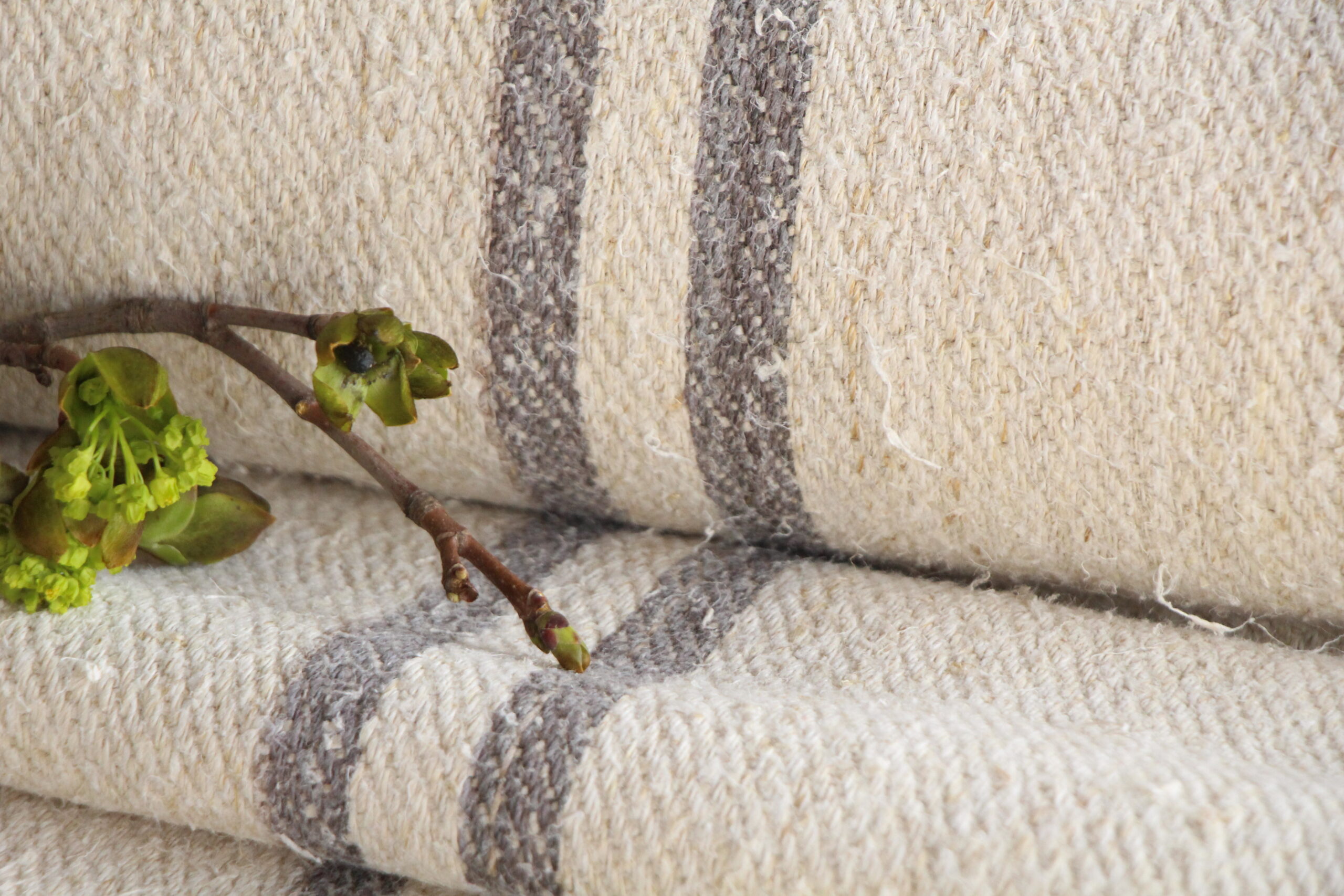 antique linen fabric, 10.50y, upholstery fabric, faded stripes, durabel, Z 180 - Image 3