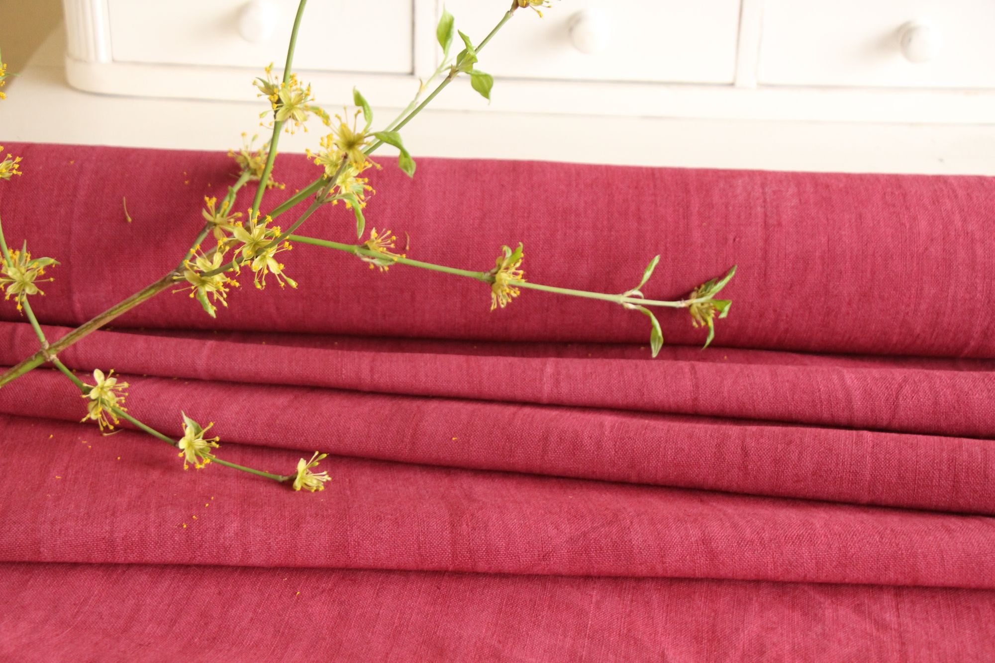 dyed antique linen fabric, 10.94y, french linen, upholstery fabric, Z 182