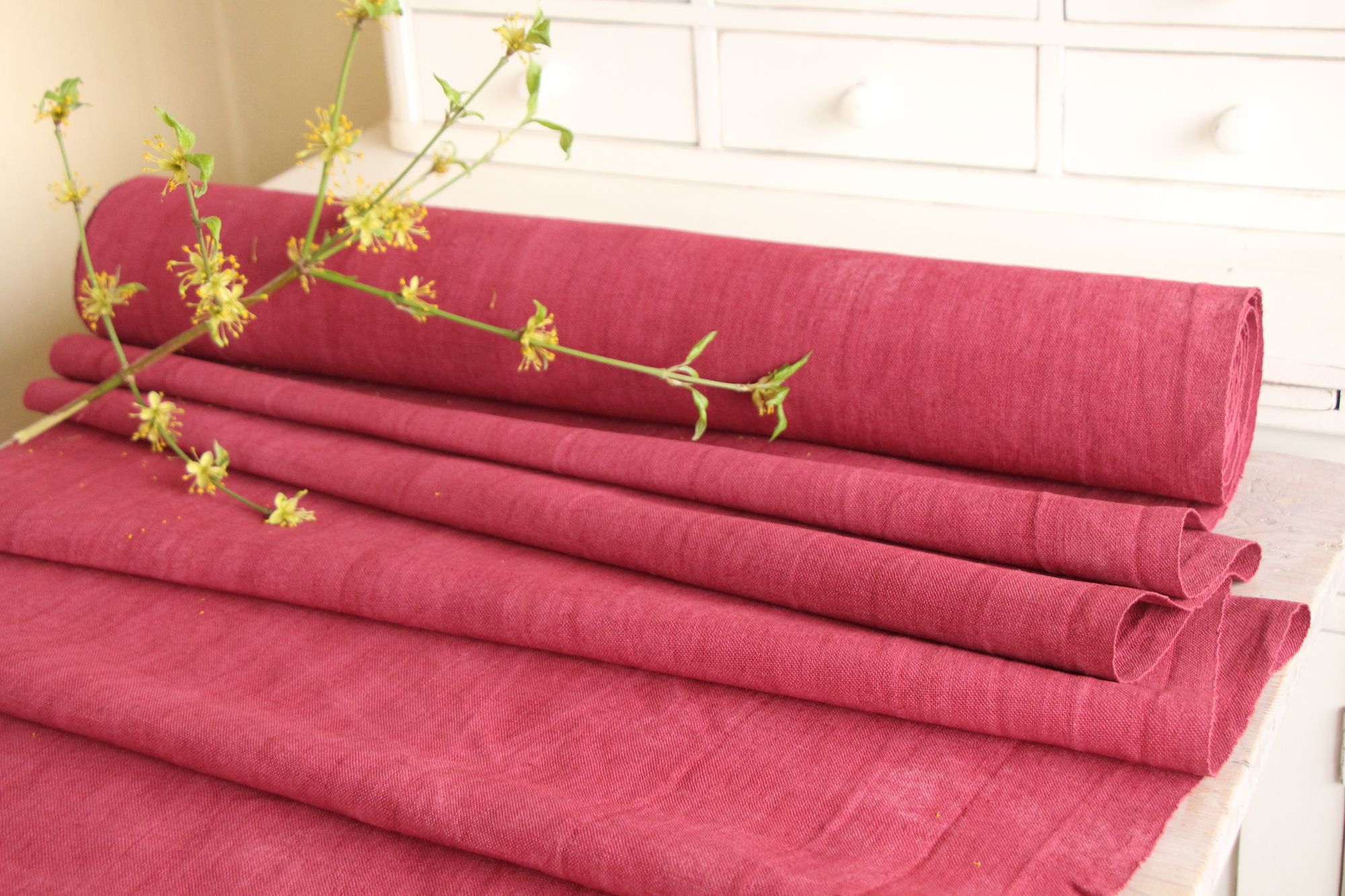 dyed antique linen fabric, 10.94y, french linen, upholstery fabric, Z 182 - Image 10