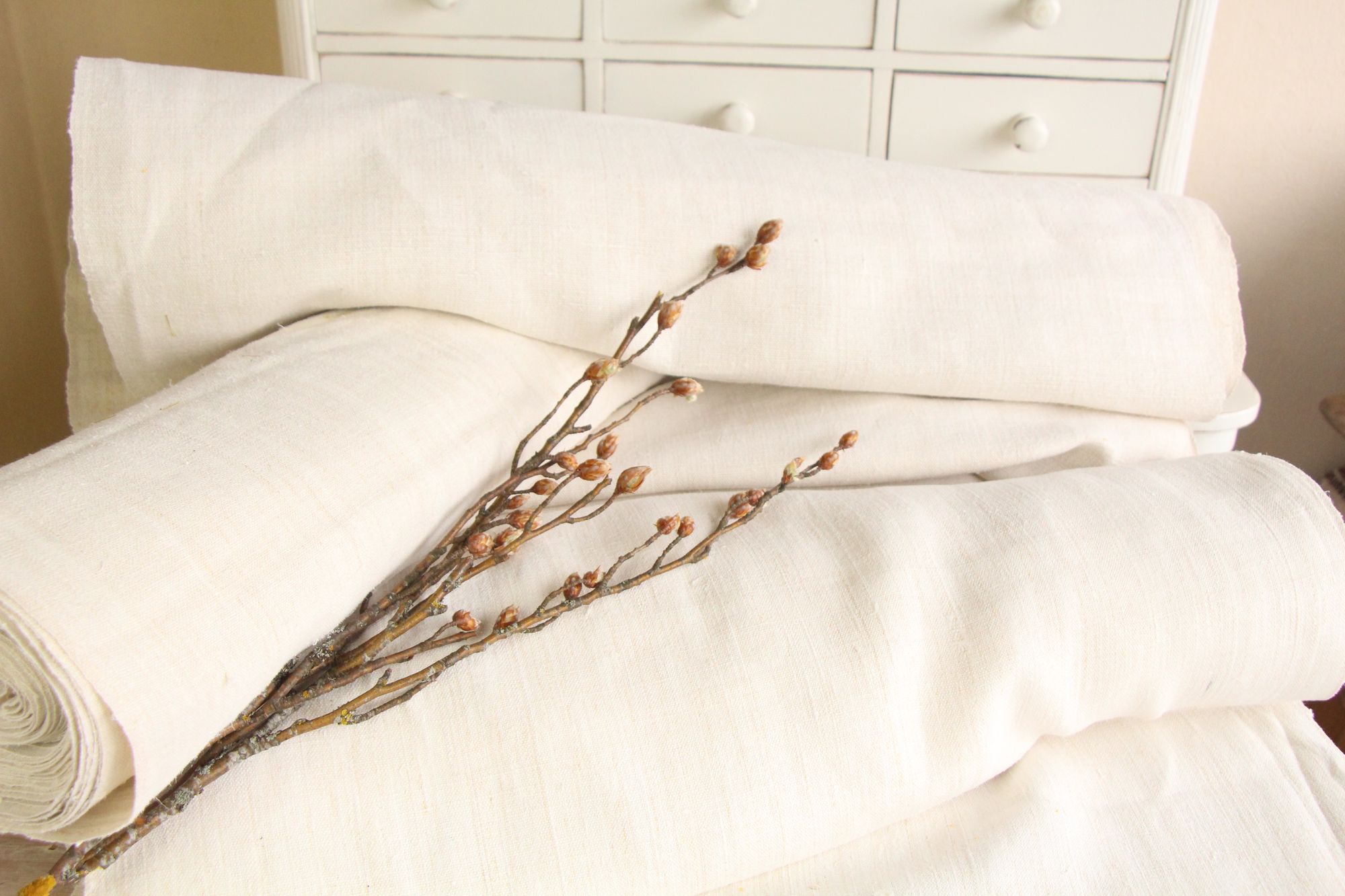 antique linen fabric, 67.15y, upholstery fabric, wedding decor, bulk offer, Z190 - Image 13