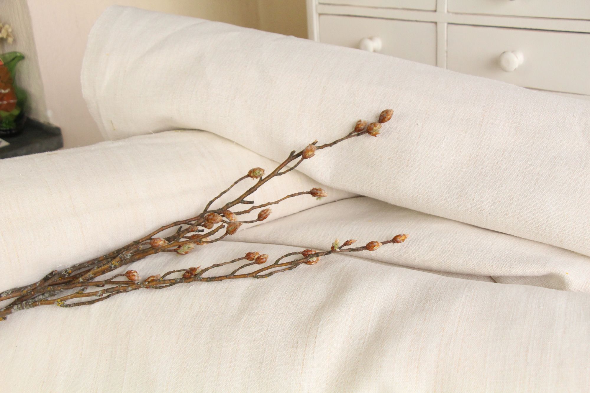 antique linen fabric, 67.15y, upholstery fabric, wedding decor, bulk offer, Z190 - Image 5