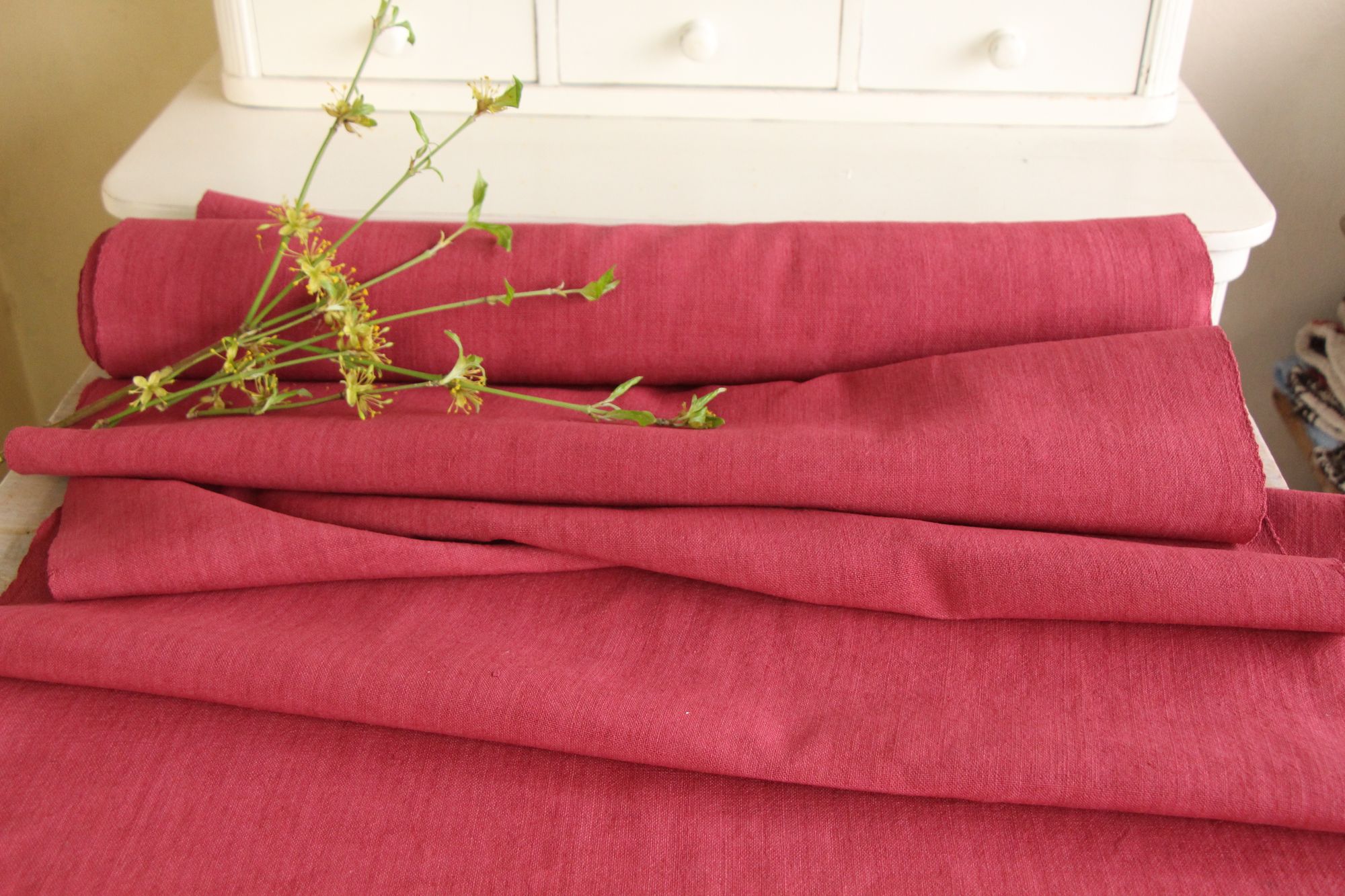 dyed antique linen fabric, 10.06y, french linen, upholstery fabric, Z 183 - Image 9