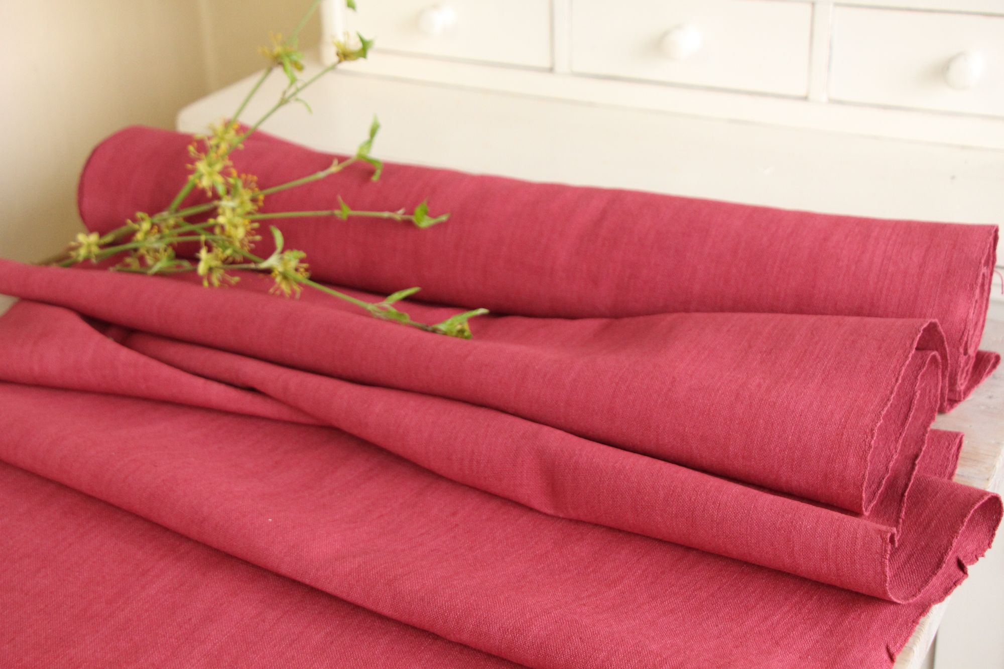 dyed antique linen fabric, 10.06y, french linen, upholstery fabric, Z 183