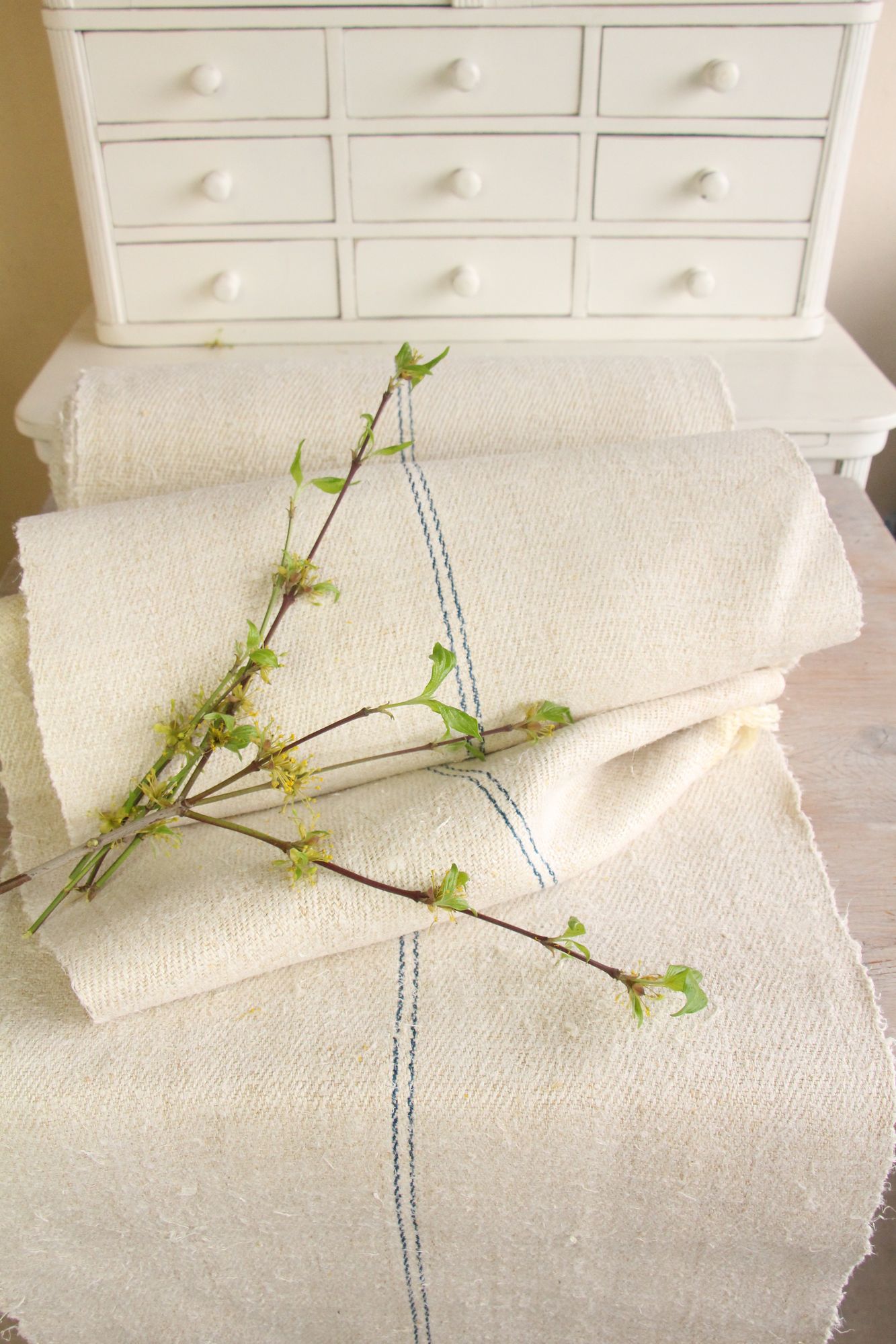 antiker Leinenstoff 17,5 m, Großangebot, Polsterstoff, wabi sabi, Z 178 – Bild 2