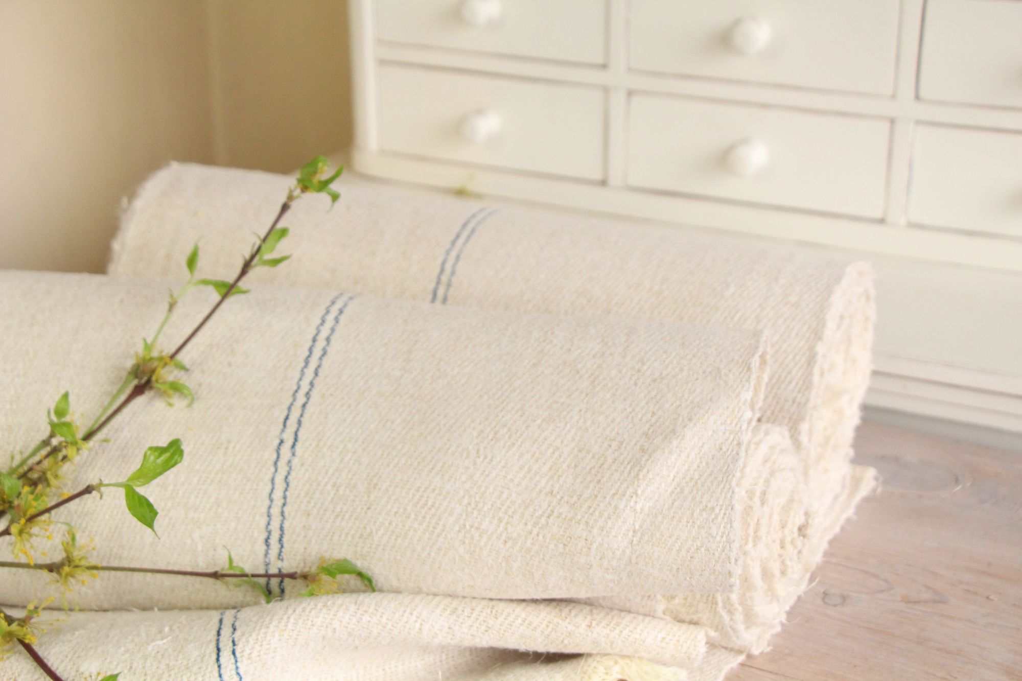 antiker Leinenstoff 17,5 m, Großangebot, Polsterstoff, wabi sabi, Z 178 – Bild 4