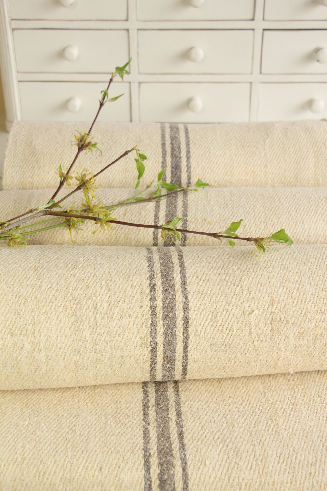 antiker Leinenstoff 24,2 m, Großangebot, Polsterstoff, wabi sabi, Z 175 – Bild 9