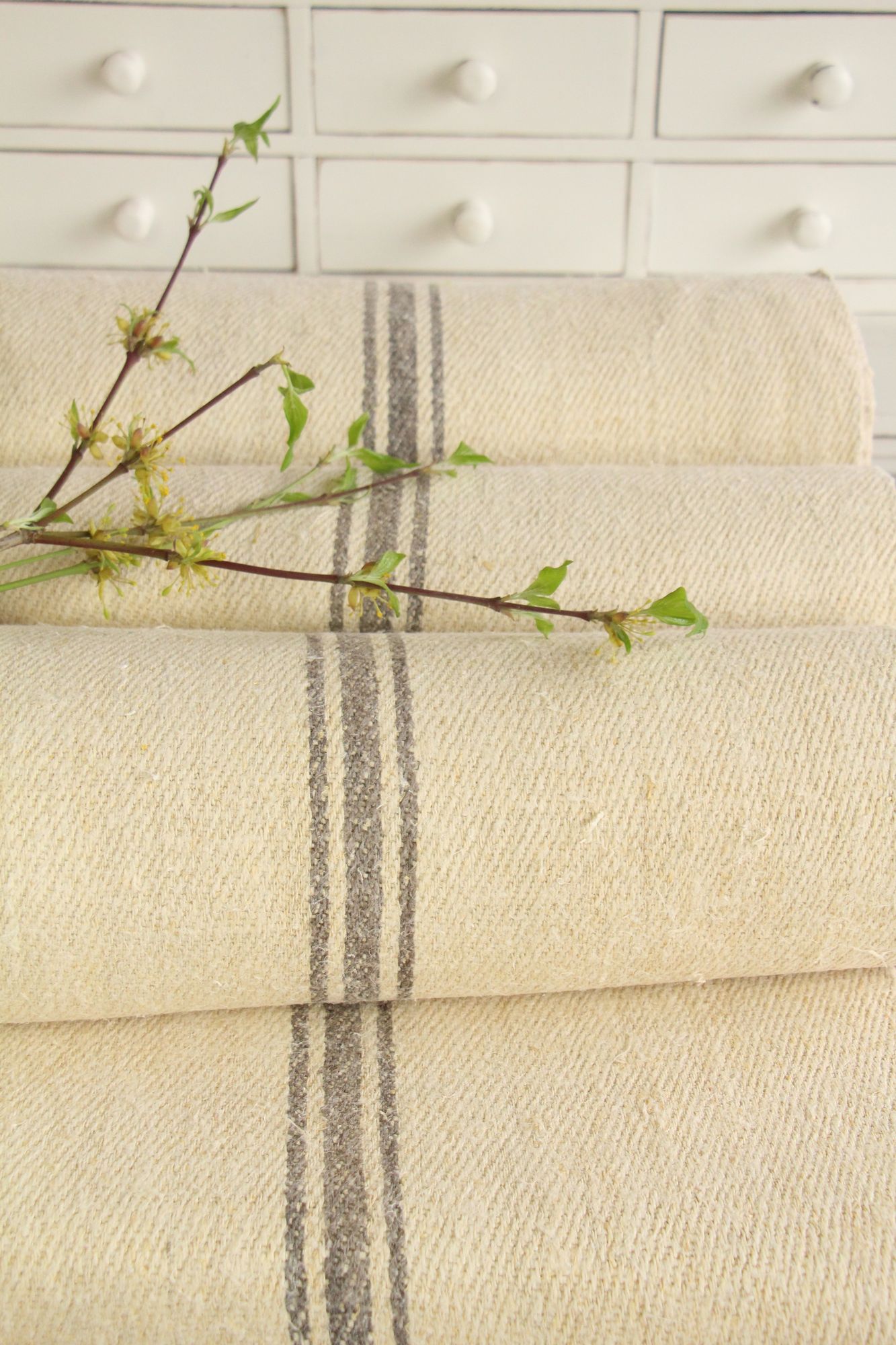 antiker Leinenstoff 24,2 m, Großangebot, Polsterstoff, wabi sabi, Z 175 – Bild 3