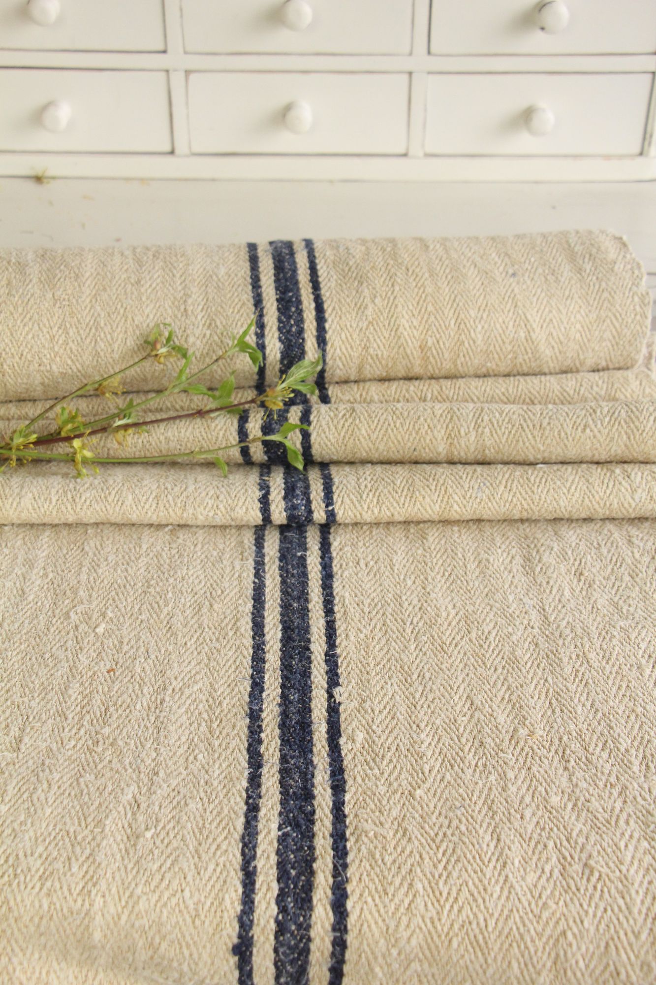 antique linen fabric, 6.60y, upholstery fabric, faded stripes, durabel, Z 184 - Image 10