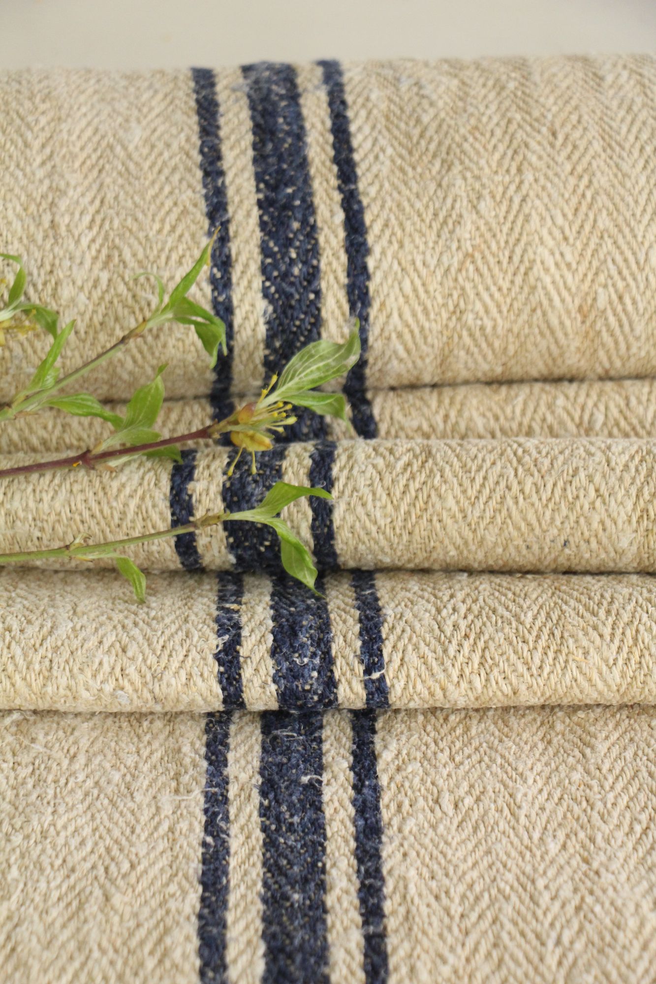 antique linen fabric, 6.60y, upholstery fabric, faded stripes, durabel, Z 184 - Image 9