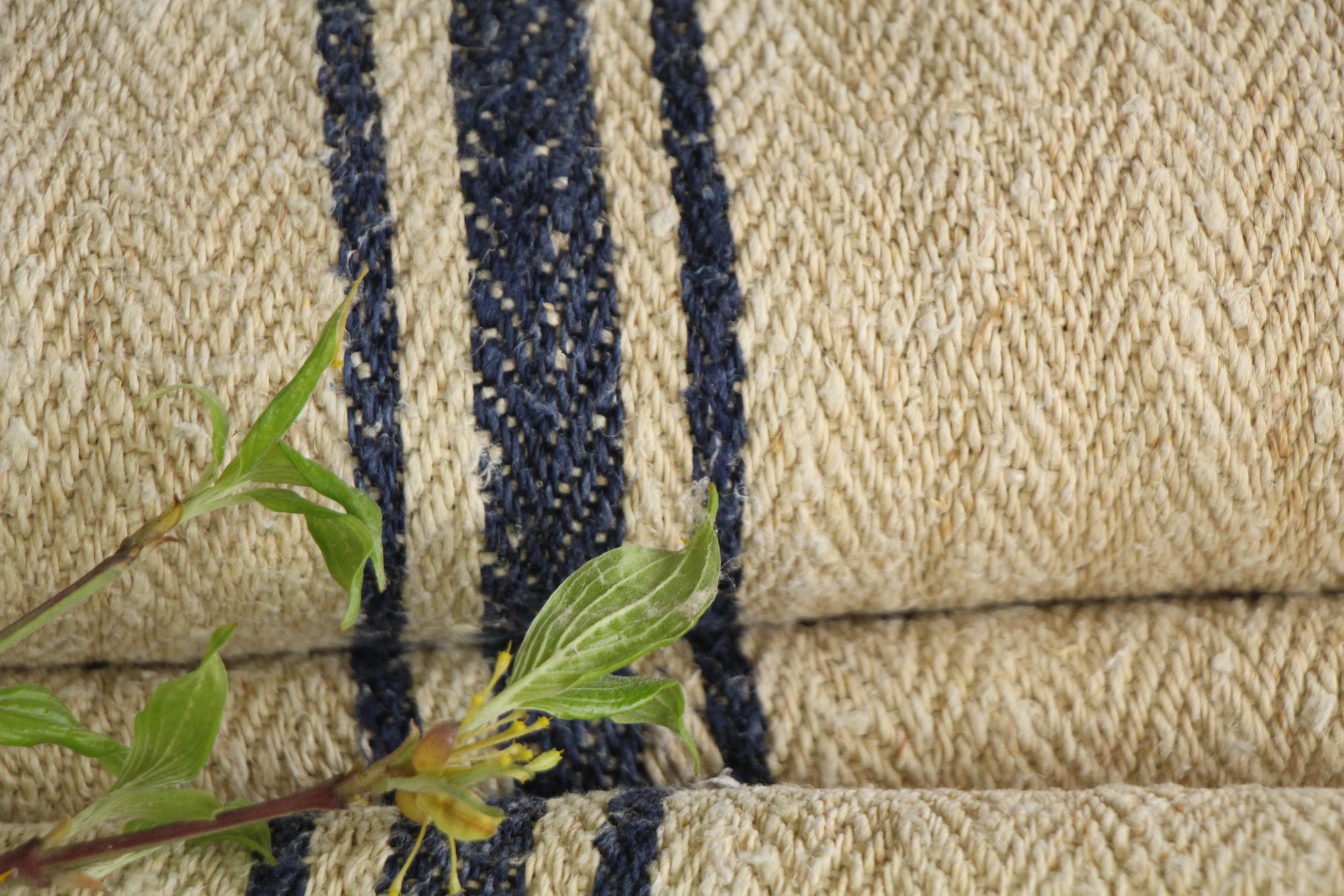 antique linen fabric, 6.60y, upholstery fabric, faded stripes, durabel, Z 184 - Image 7