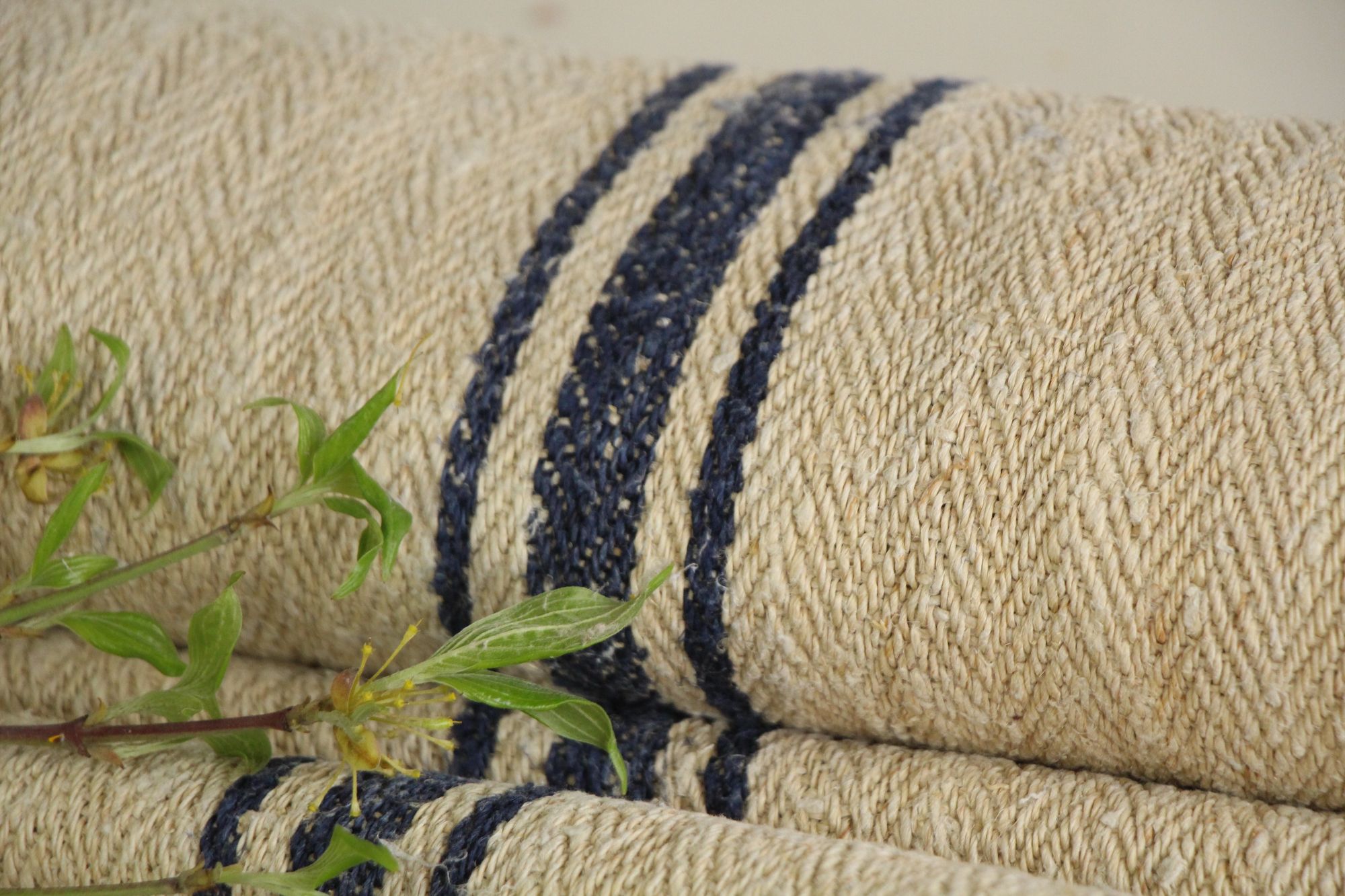 antique linen fabric, 6.60y, upholstery fabric, faded stripes, durabel, Z 184