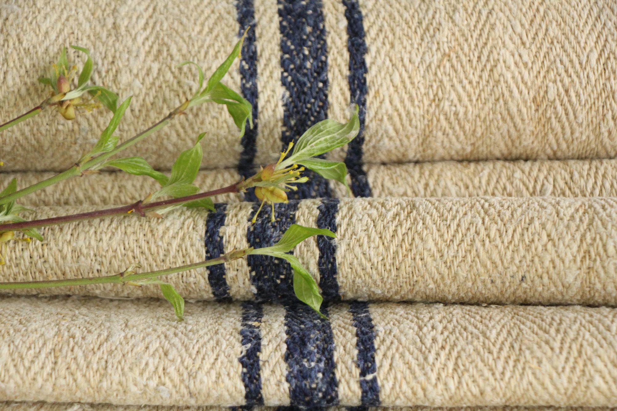 antique linen fabric, 6.60y, upholstery fabric, faded stripes, durabel, Z 184 - Image 2