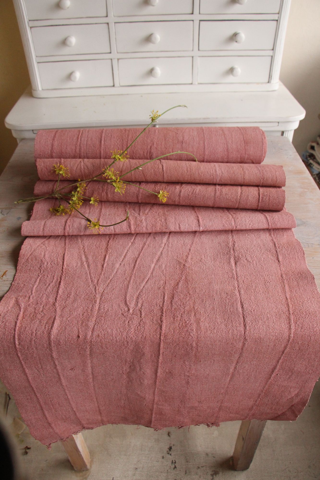 dyed antique linen fabric, 6.78y, french linen, upholstery fabric, Z 187 - Image 2