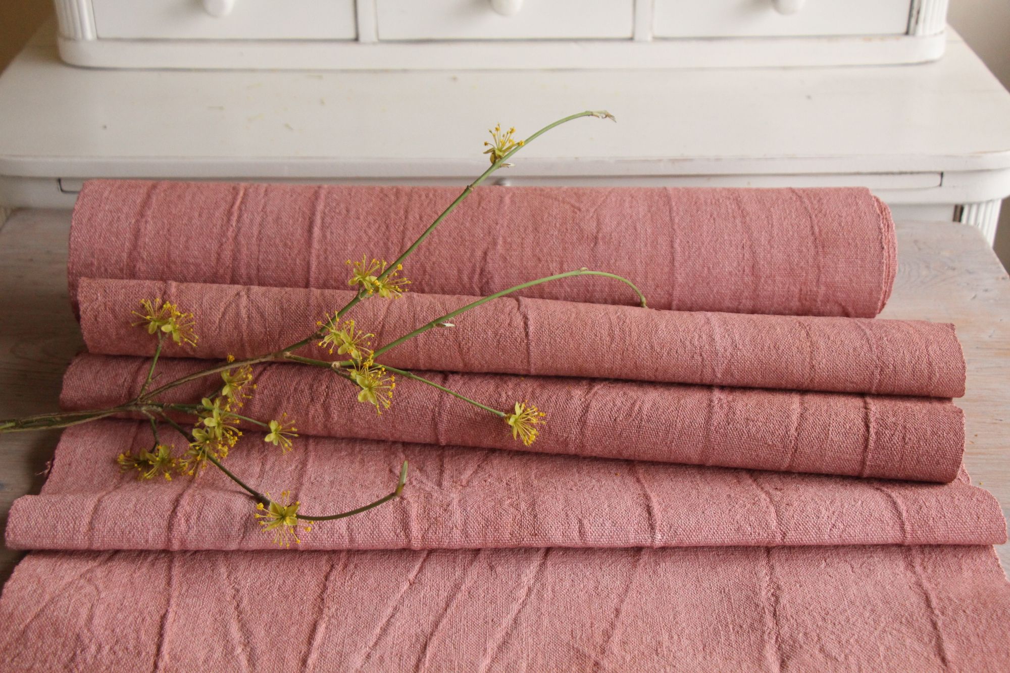 dyed antique linen fabric, 6.78y, french linen, upholstery fabric, Z 187 - Image 6