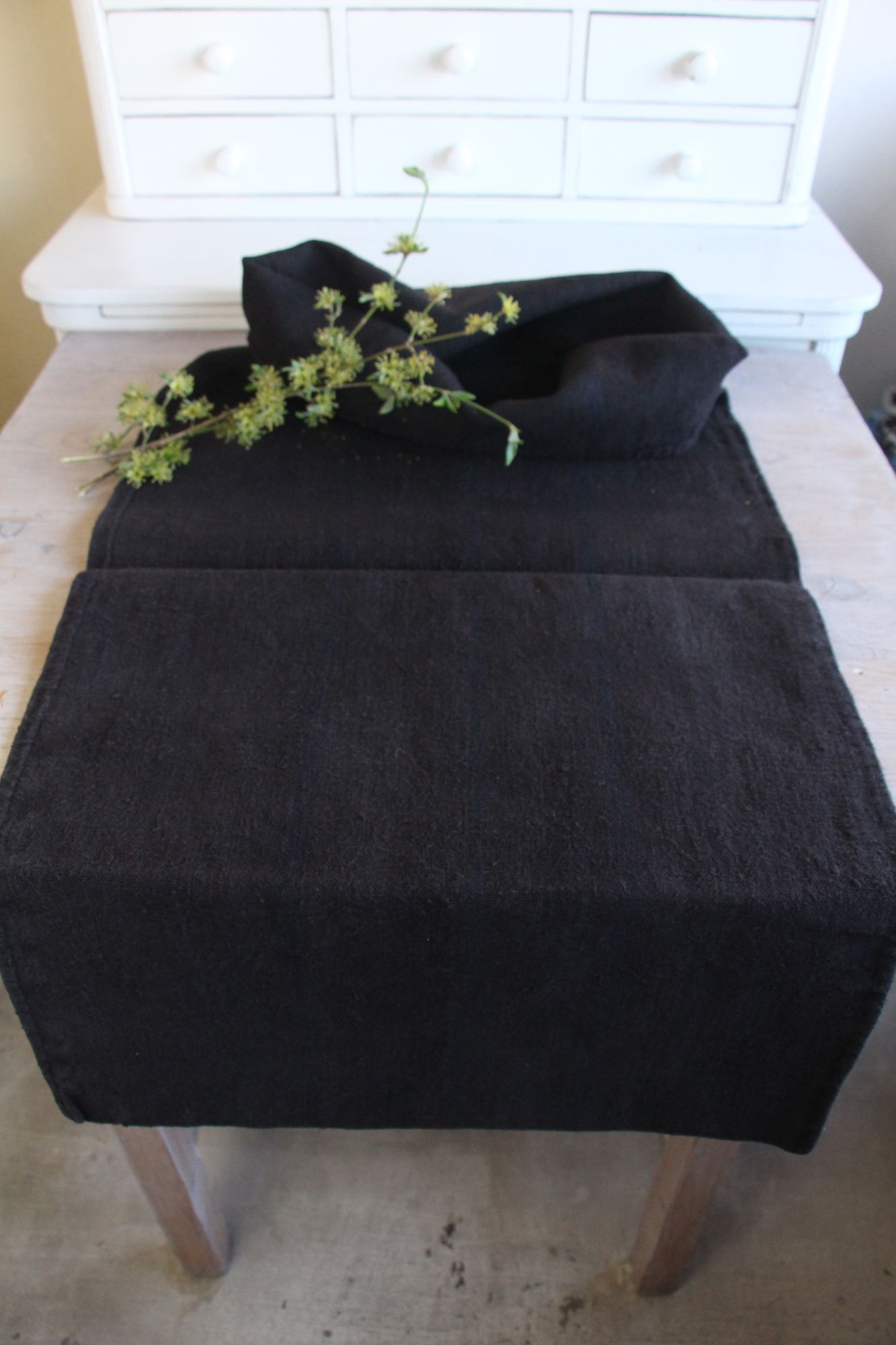 antique linen grainsack, rustical, pillow fabric, durable, colored charcoal, Wabi Sabi, L861