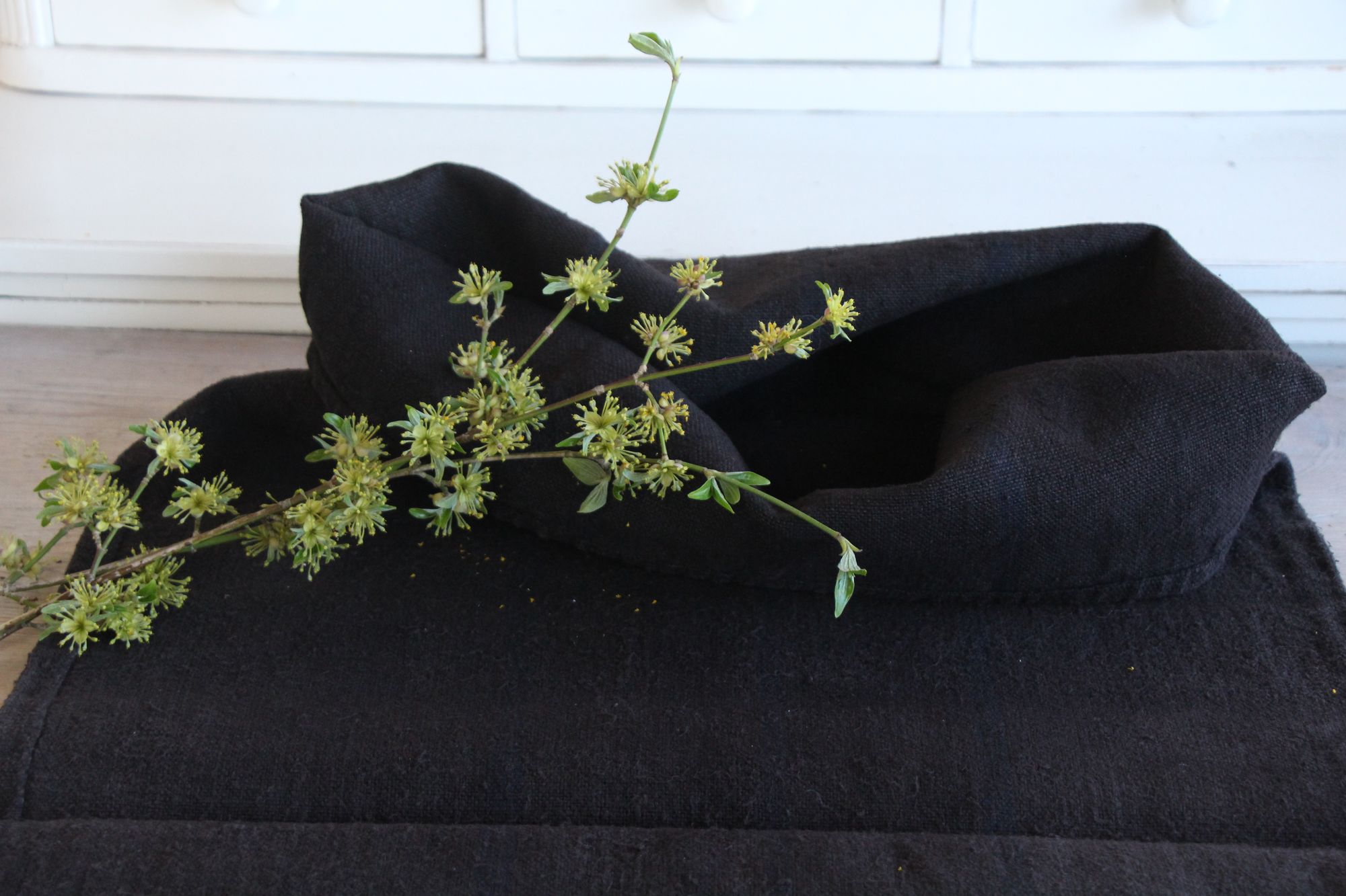 antique linen grainsack, rustical, pillow fabric, durable, colored charcoal, Wabi Sabi, L861 - Image 6