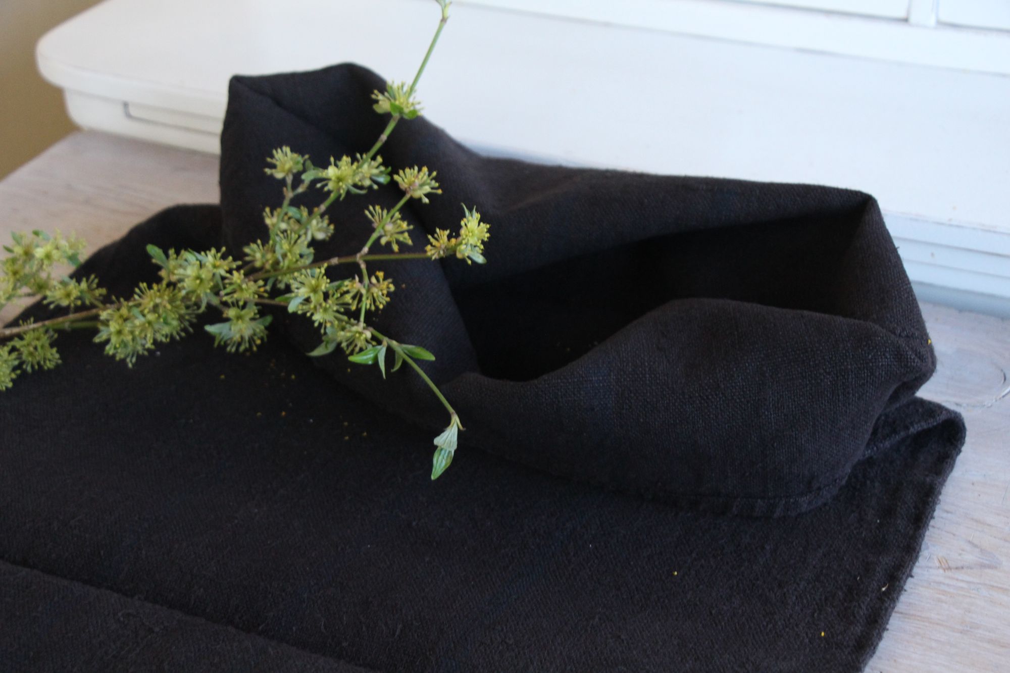 antique linen grainsack, rustical, pillow fabric, durable, colored charcoal, Wabi Sabi, L861 - Image 5