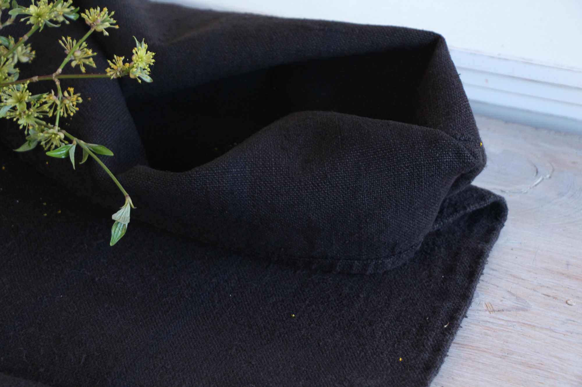 antique linen grainsack, rustical, pillow fabric, durable, colored charcoal, Wabi Sabi, L861 - Image 4