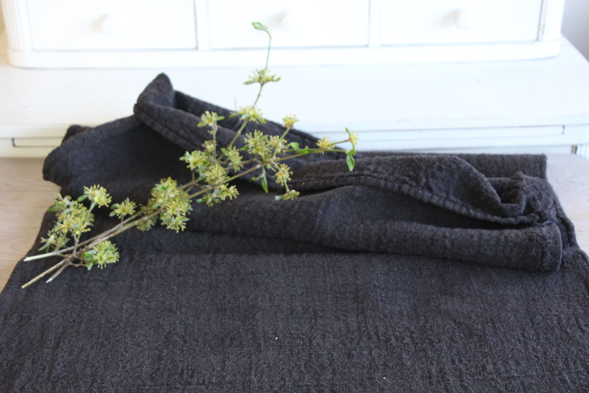 antique linen grainsack, rustical, pillow fabric, durable, colored charcoal, Wabi Sabi, L859 - Image 9