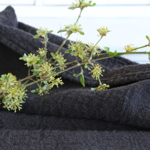 antique linen grainsack, rustical, pillow fabric, durable, colored charcoal, Wabi Sabi, L859