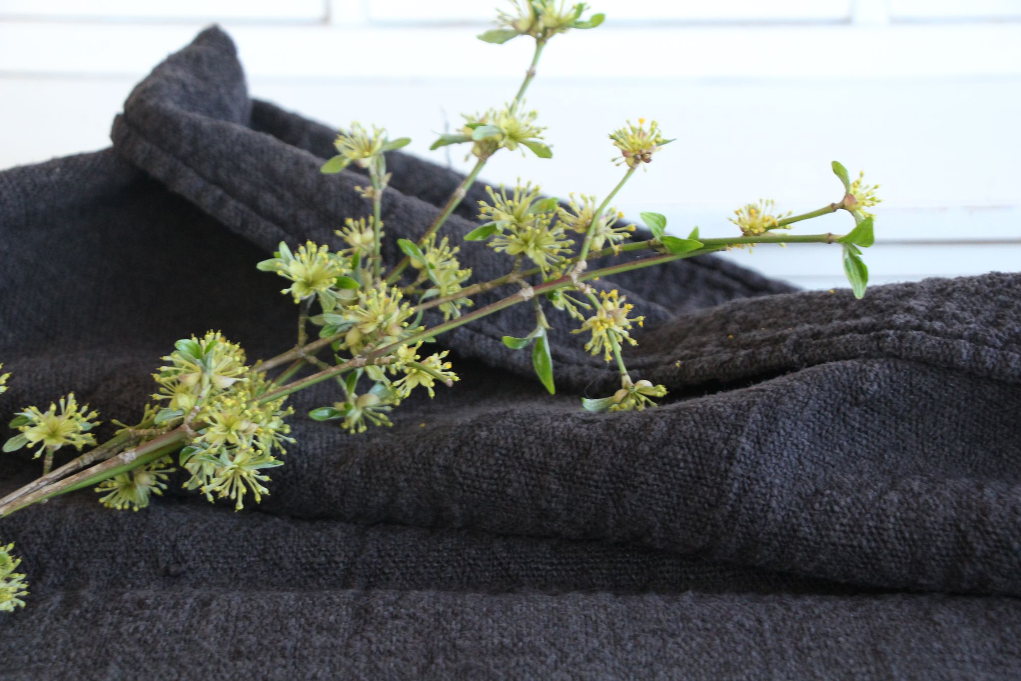 antique linen grainsack, rustical, pillow fabric, durable, colored charcoal, Wabi Sabi, L859