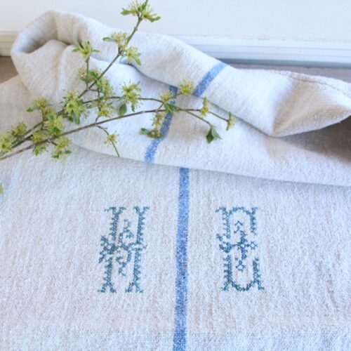 antiker Getreidesack aus Leinen, rustikal, Wabi Sabi, Polsterleinen, L 849