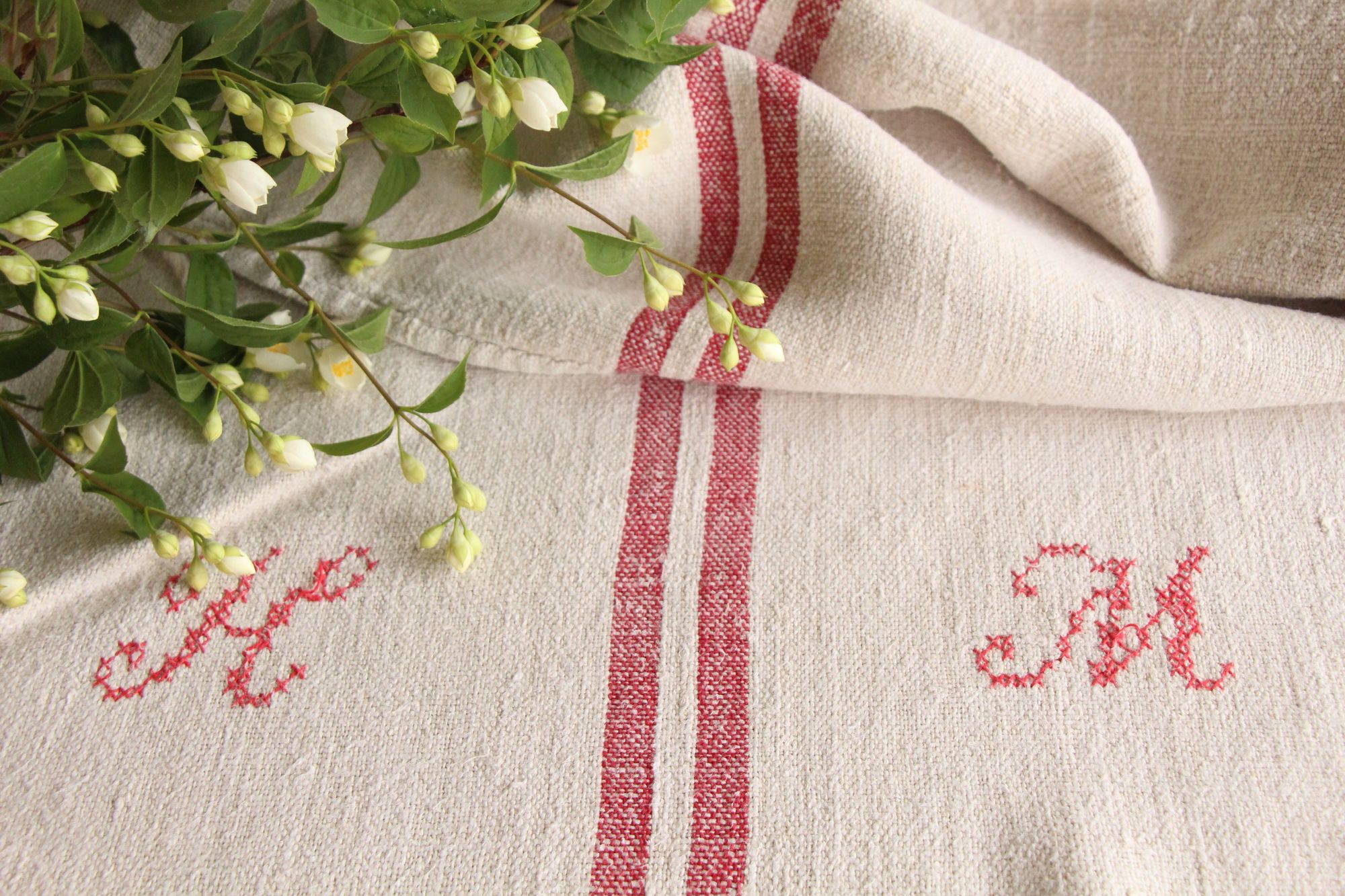 antique linen grainsack, rustic, pillow fabric, durable, wabi sabi decor, L 598 - Image 7