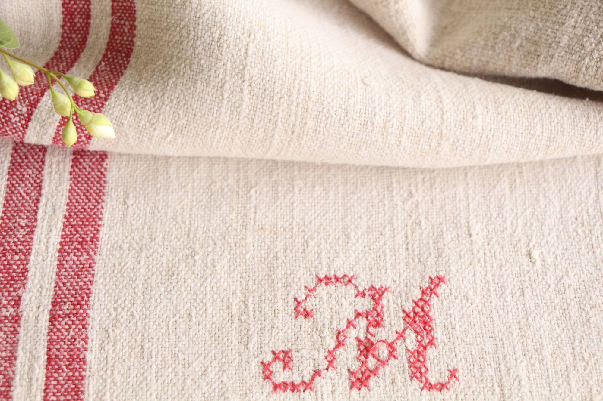 antique linen grainsack, rustic, pillow fabric, durable, wabi sabi decor, L 598 - Image 5