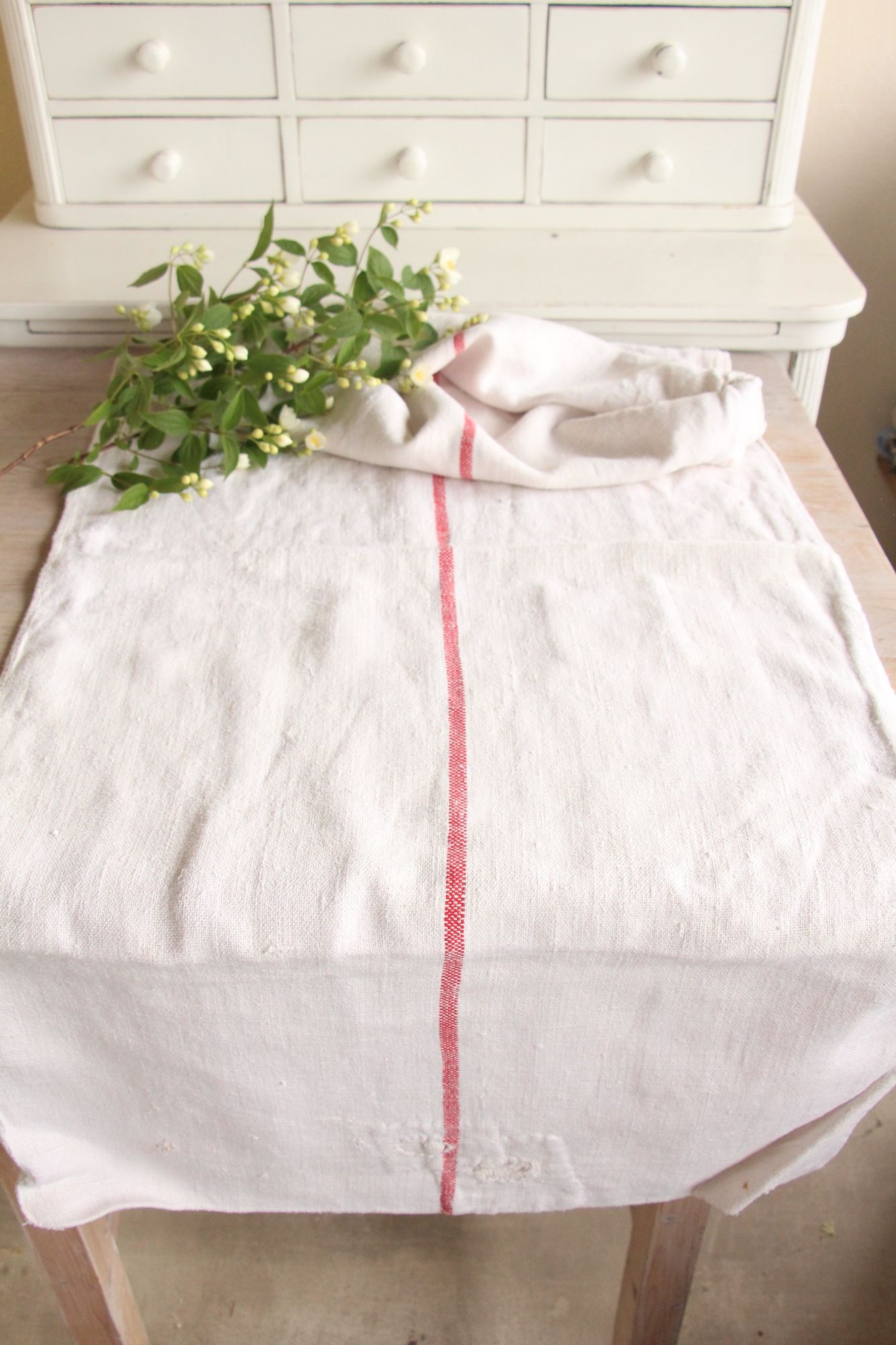 antique linen grainsack, rustic, pillow fabric, durable, wabi sabi decor, L 670 - Image 2