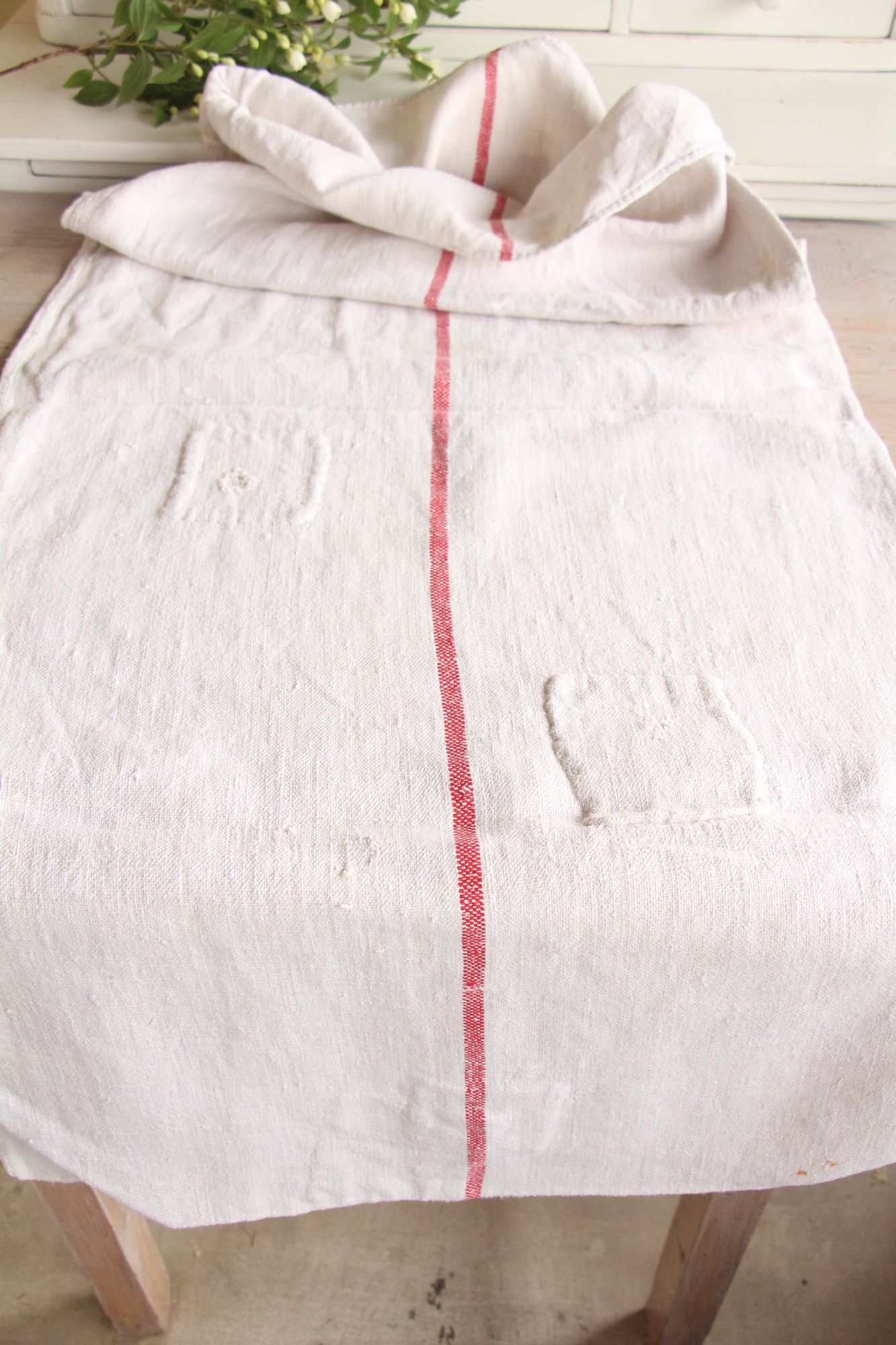 antique linen grainsack, rustic, pillow fabric, durable, wabi sabi decor, L 670 - Image 4
