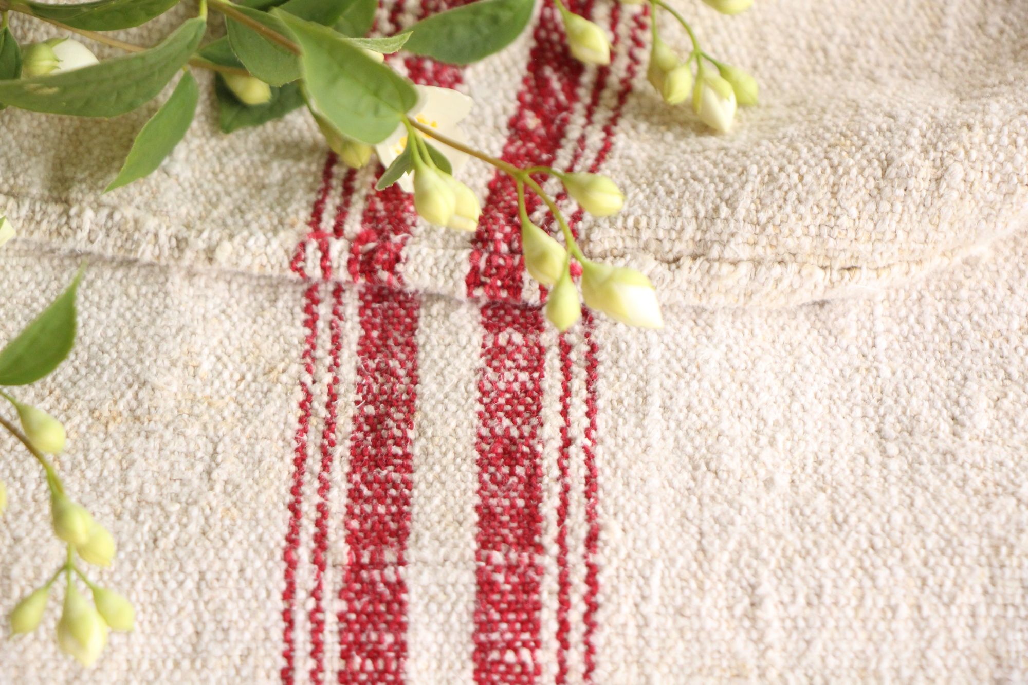 antique linen grainsack, rustic, pillow fabric, durable, wabi sabi decor, monogram, L 669 - Image 7