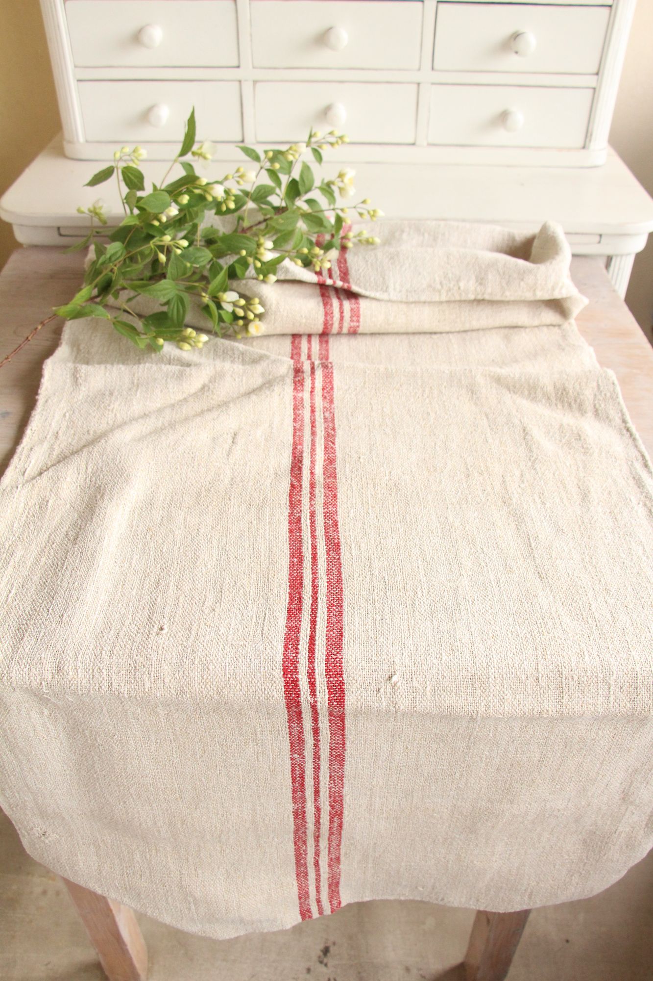 antique linen grainsack, rustic, pillow fabric, durable, wabi sabi decor, L 476 - Image 2