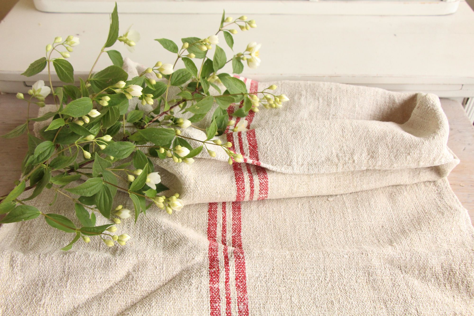 antique linen grainsack, rustic, pillow fabric, durable, wabi sabi decor, L 476 - Image 4