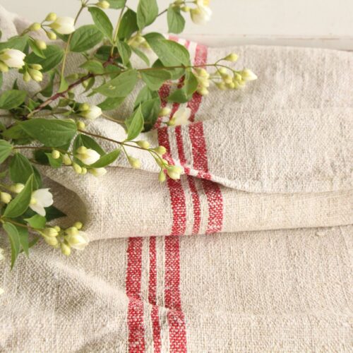 antique linen grainsack, rustic, pillow fabric, durable, wabi sabi decor, L 476