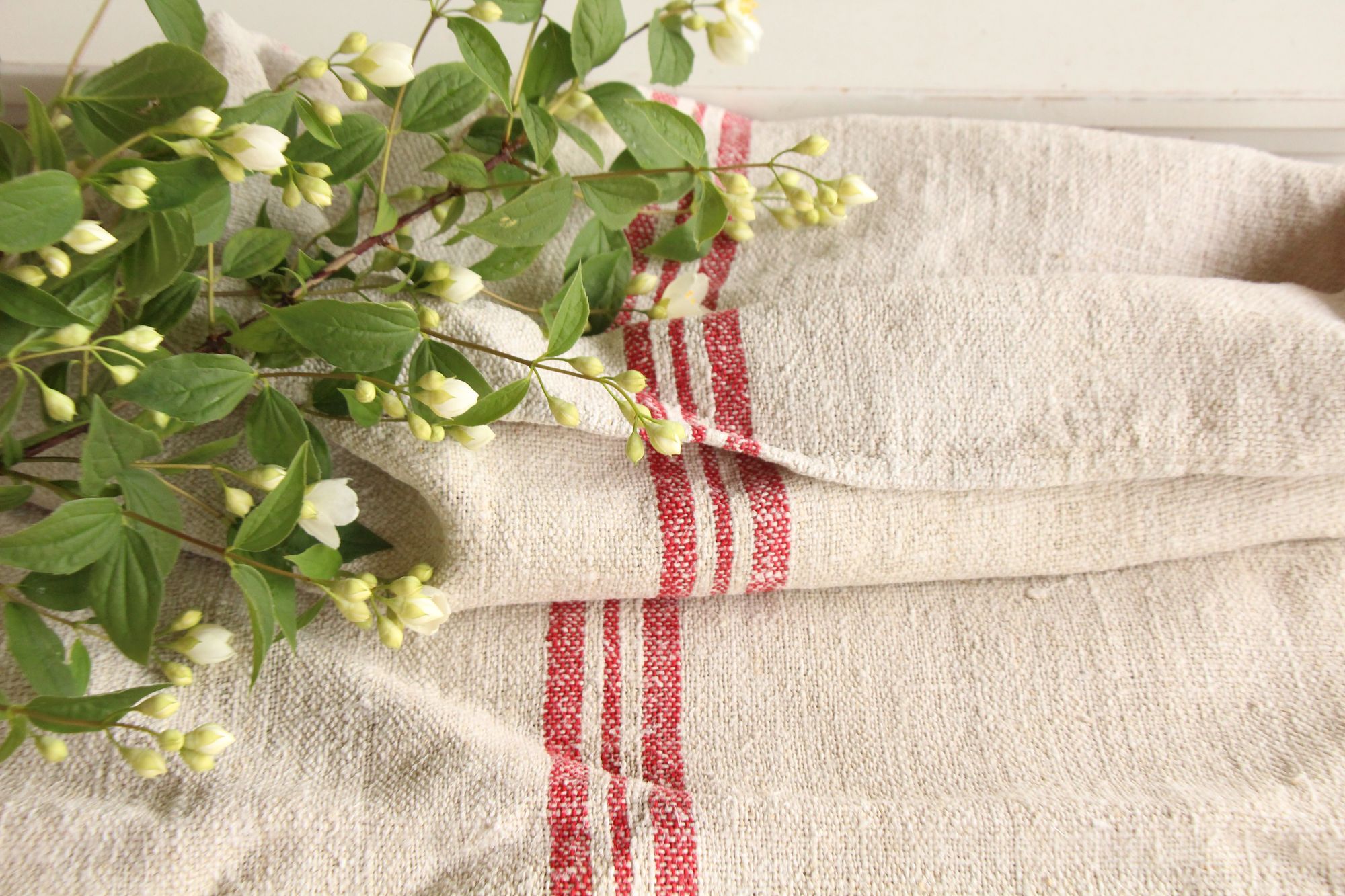 antique linen grainsack, rustic, pillow fabric, durable, wabi sabi decor, L 476