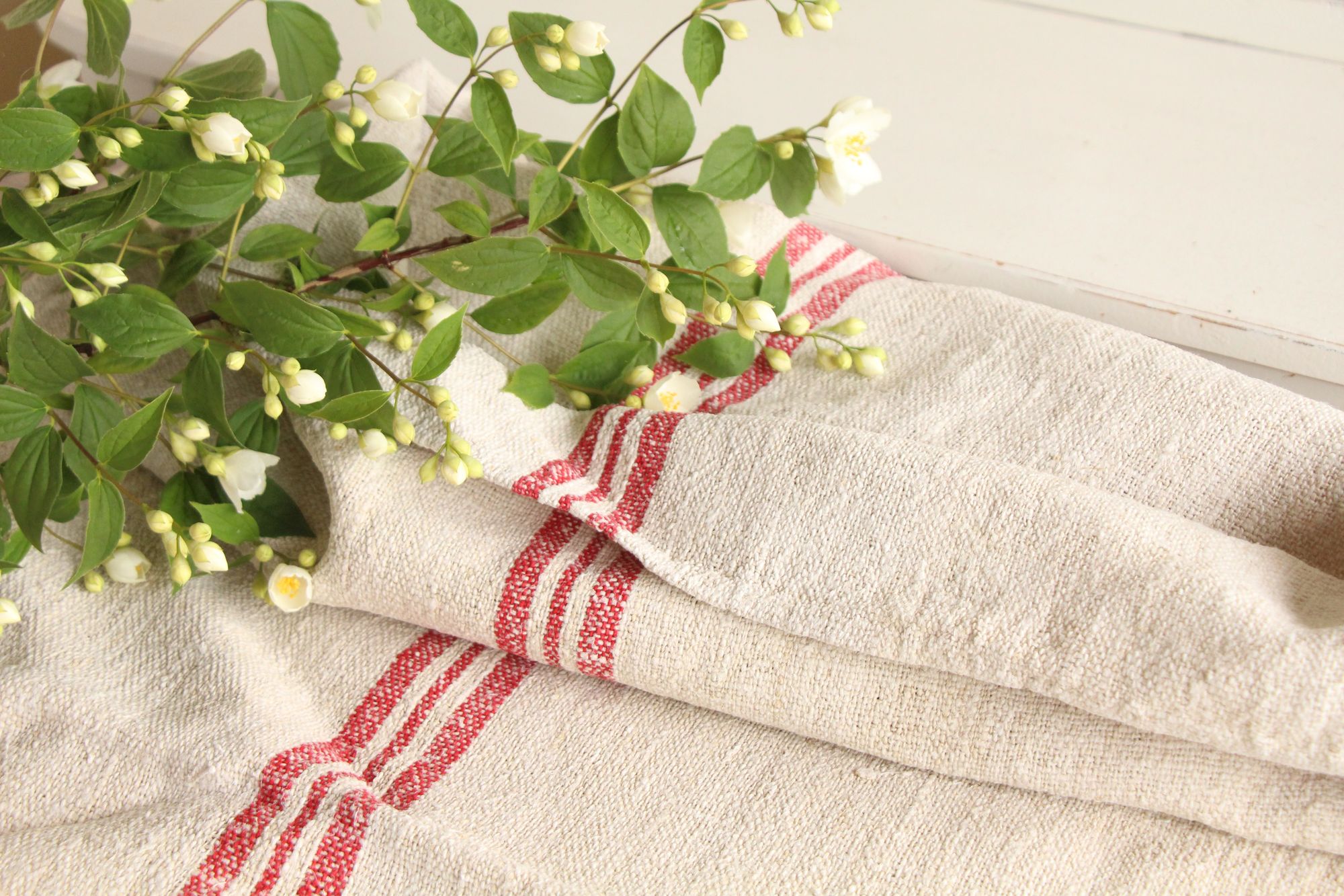 antique linen grainsack, rustic, pillow fabric, durable, wabi sabi decor, L 476 - Image 5