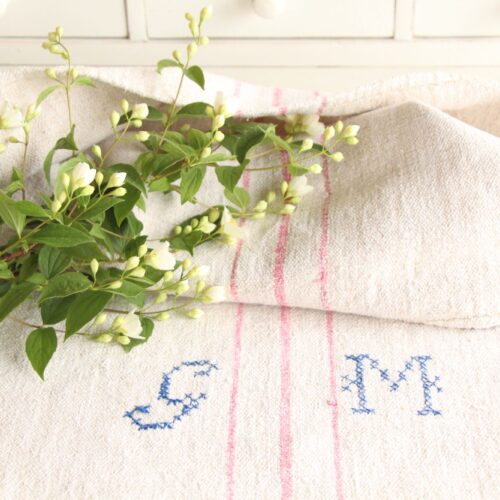 antique linen grainsack, rustic, pillow fabric, durable, wabi sabi decor, L 770