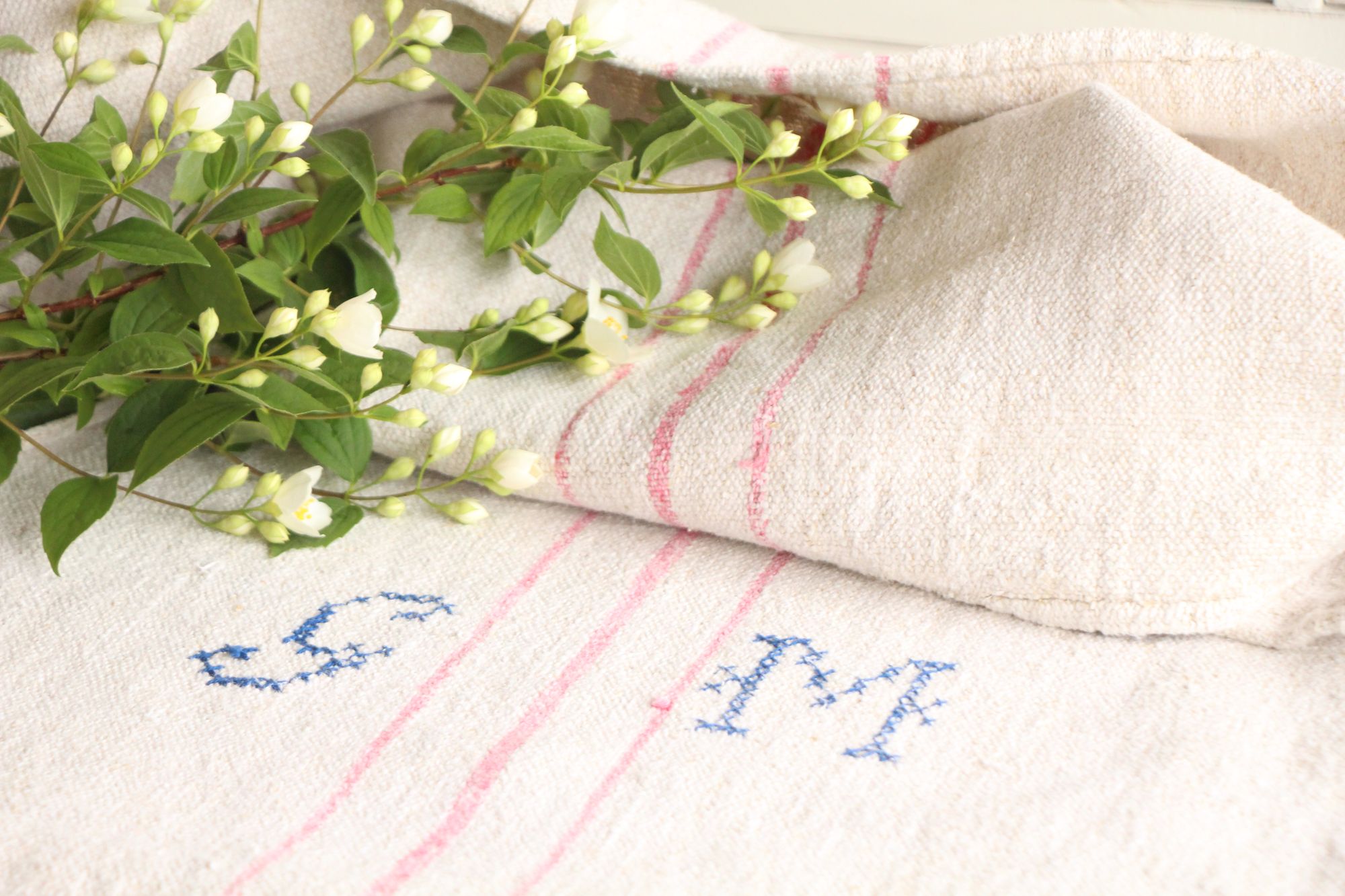 antique linen grainsack, rustic, pillow fabric, durable, wabi sabi decor, L 770 - Image 4