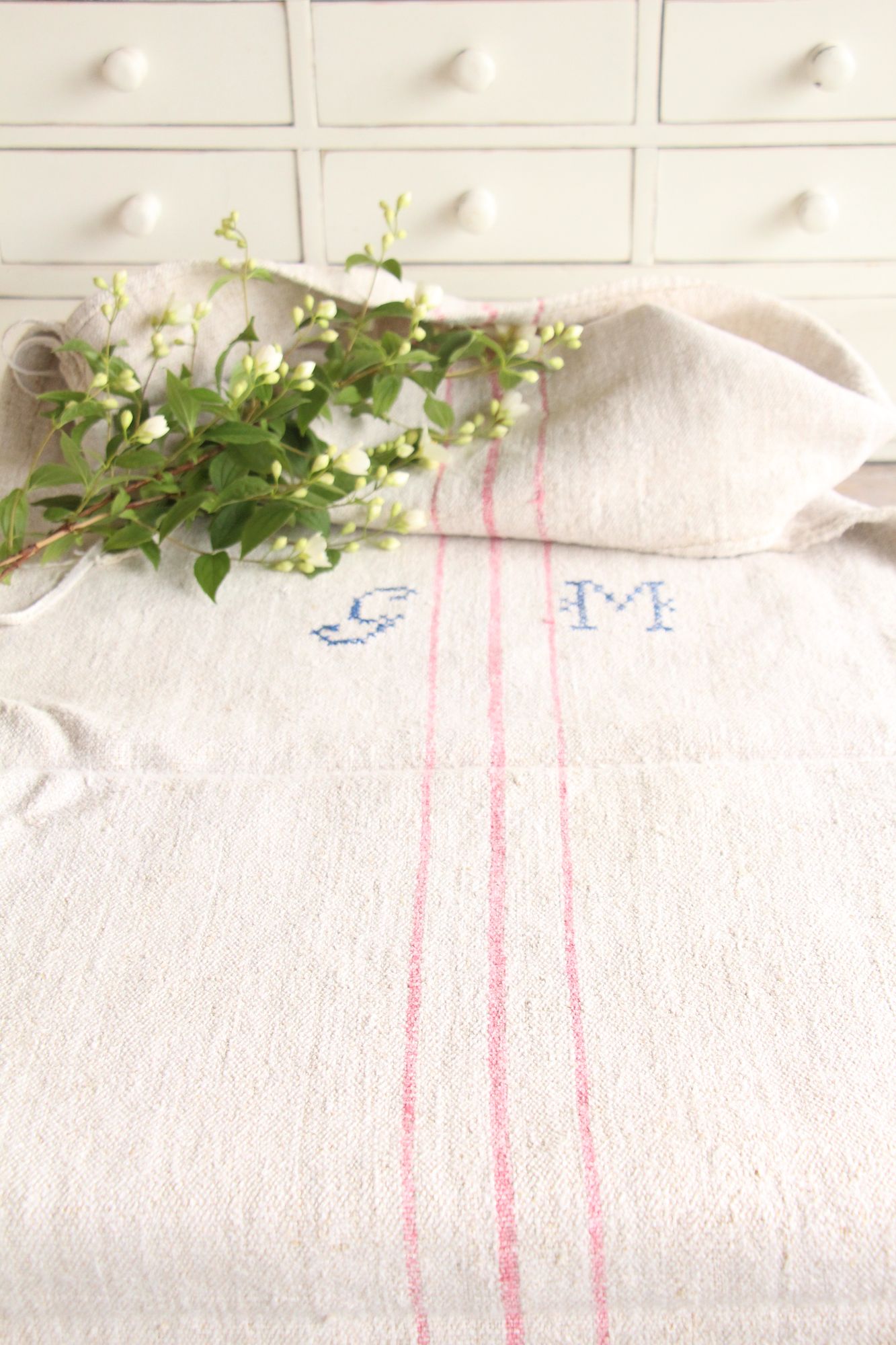 antique linen grainsack, rustic, pillow fabric, durable, wabi sabi decor, L 770 - Image 3