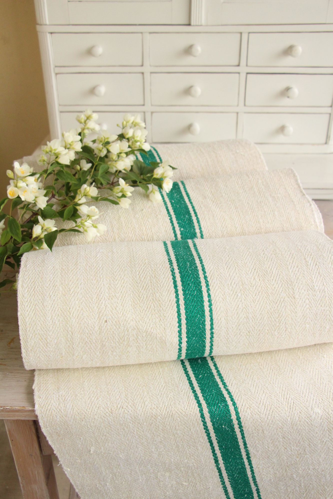 antique linen fabric, 28.21y, bulk offer, farmhouse decor, stairrunner fabric, rare stripes, herringbone, Z 208 - Image 2