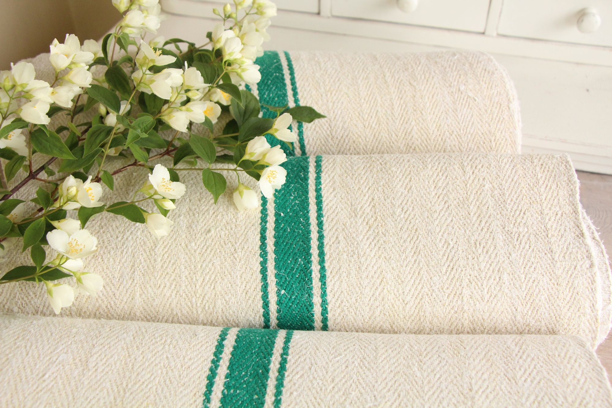antique linen fabric, 28.21y, bulk offer, farmhouse decor, stairrunner fabric, rare stripes, herringbone, Z 208 - Image 10