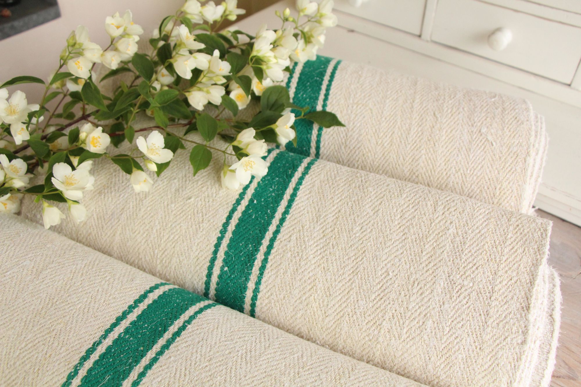 antique linen fabric, 28.21y, bulk offer, farmhouse decor, stairrunner fabric, rare stripes, herringbone, Z 208 - Image 7