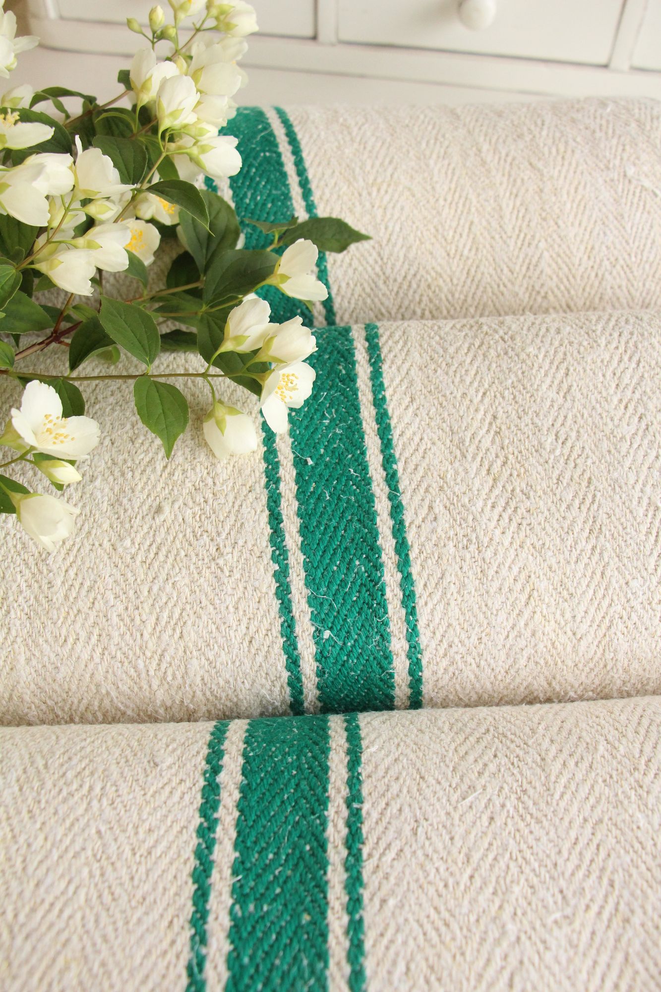 antique linen fabric, 28.21y, bulk offer, farmhouse decor, stairrunner fabric, rare stripes, herringbone, Z 208 - Image 3