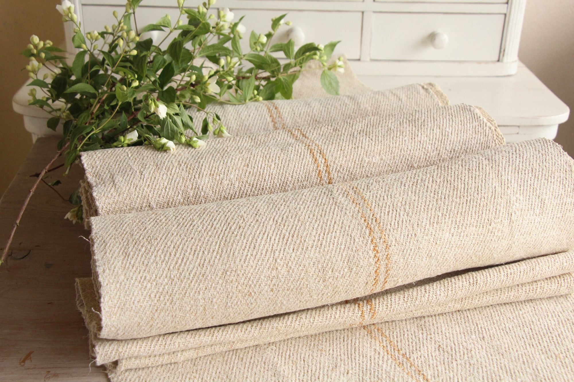 antique linen fabric, 13.65y, bulk offer, farmhouse decor, upholstery fabric, wabi sabi, Z 185 - Image 4