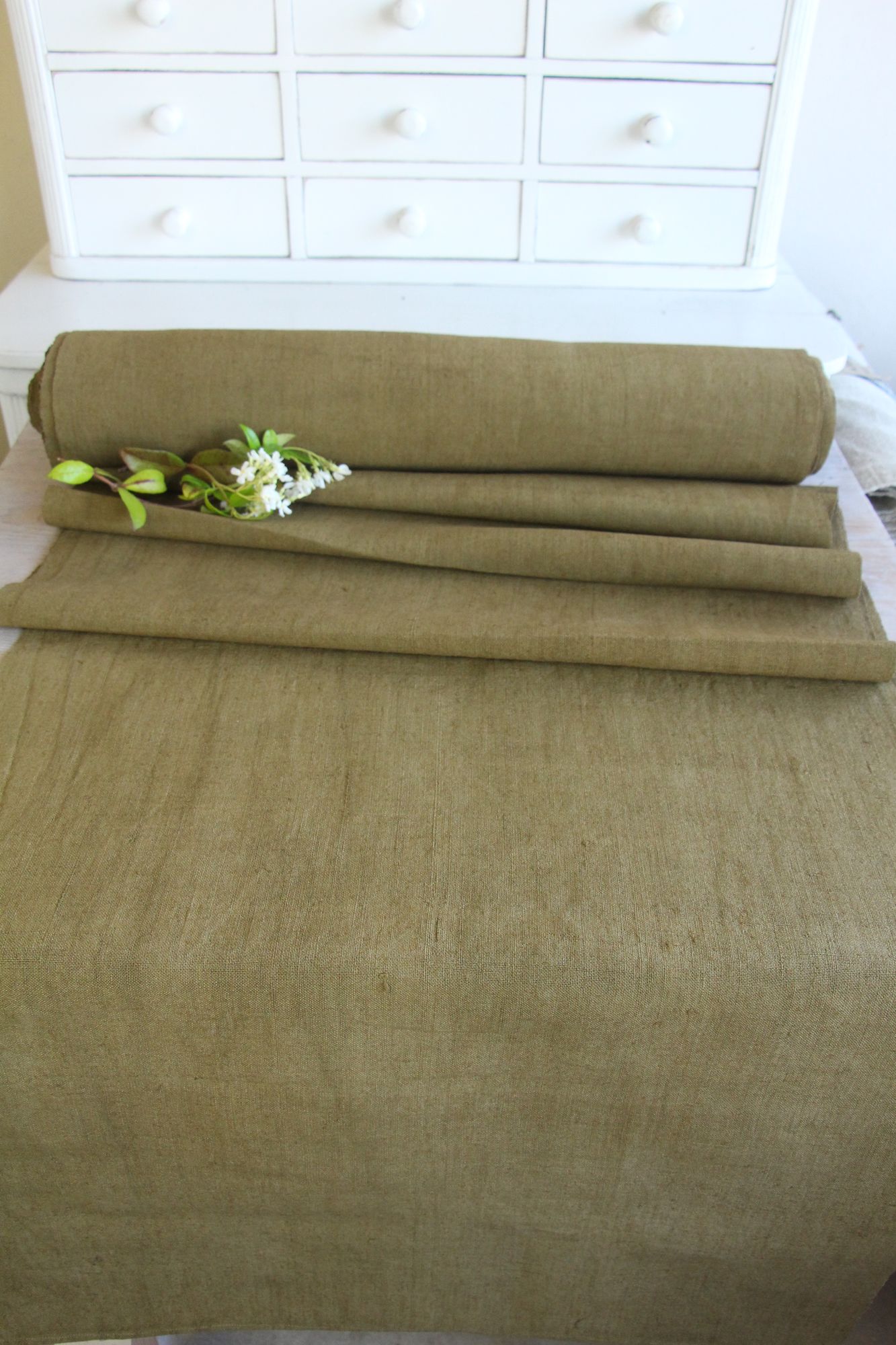 dyed antique linen fabric, 15.09 y, french linen, upholstery fabric, durable, Z 216