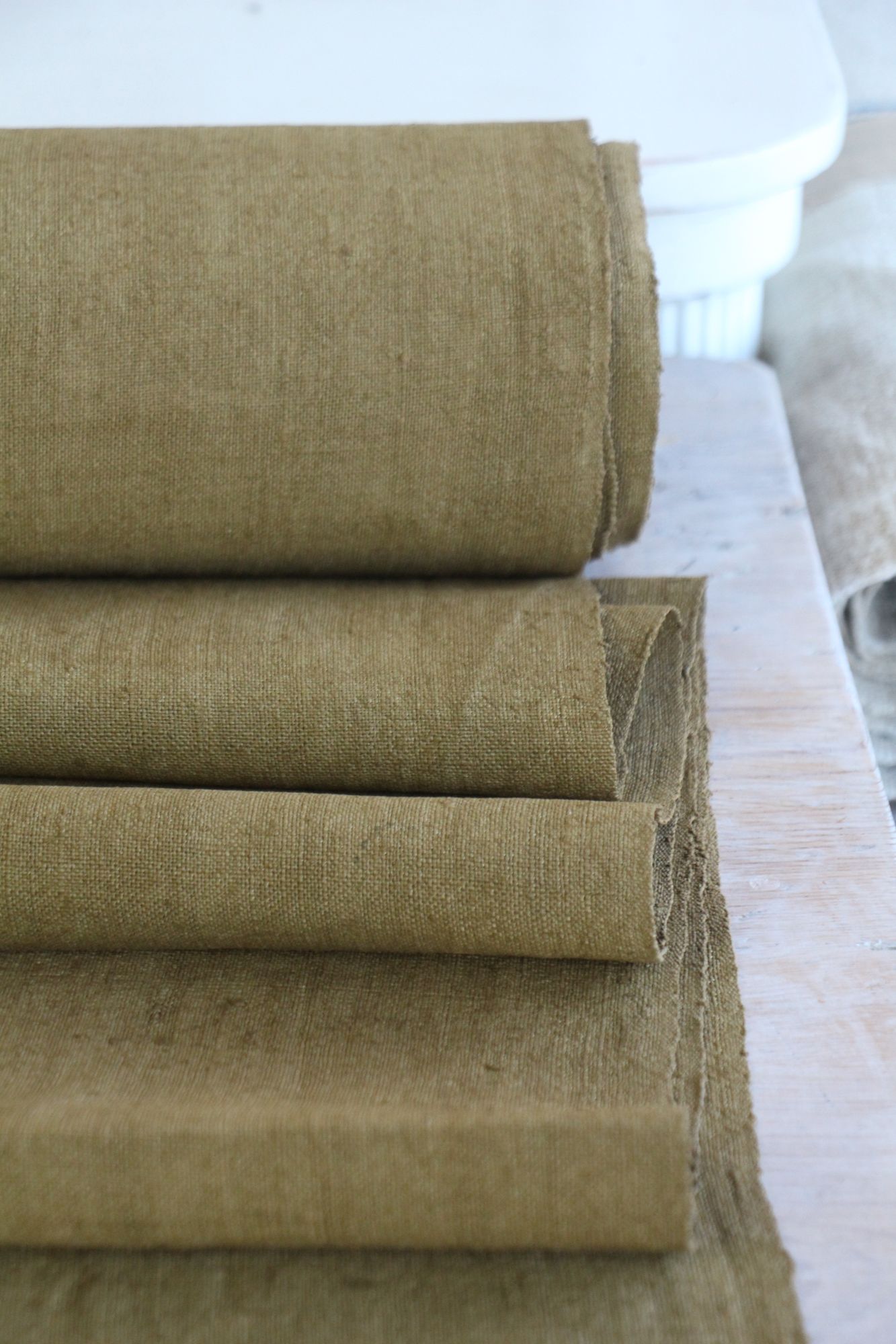 dyed antique linen fabric, 15.09 y, french linen, upholstery fabric, durable, Z 216 - Image 3