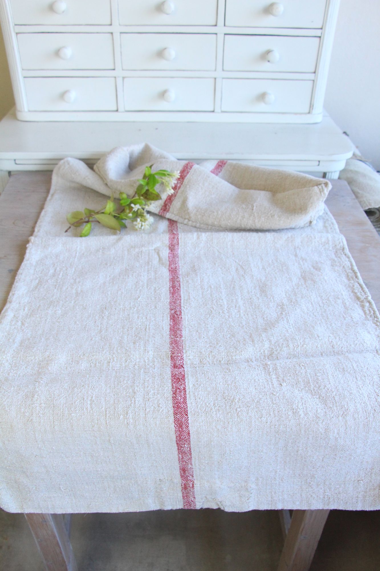 antique linen grainsack, rustic, pillow fabric, durable, wabi sabi decor, L 671 - Image 3