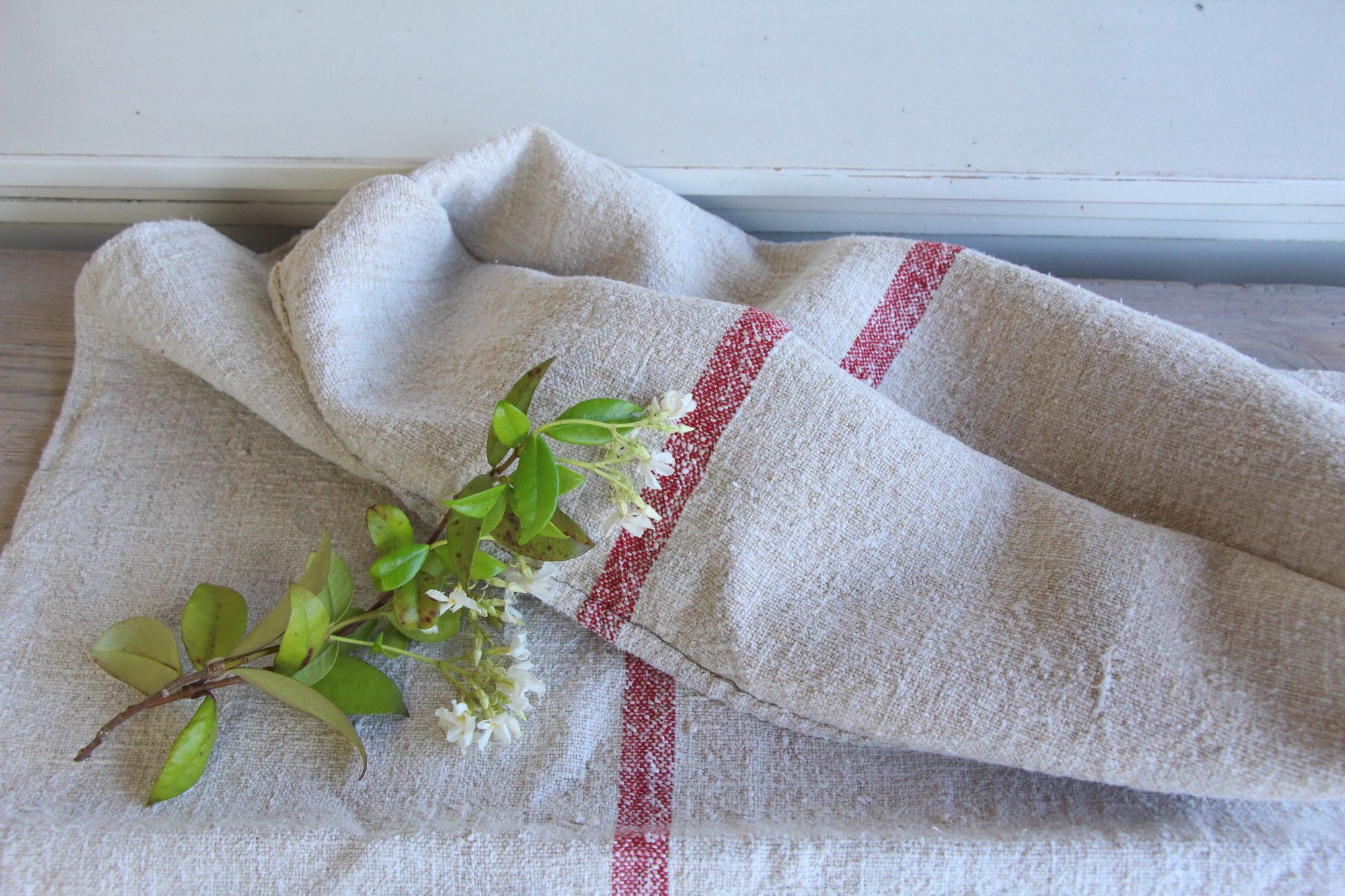 antique linen grainsack, rustic, pillow fabric, durable, wabi sabi decor, L 671 - Image 8